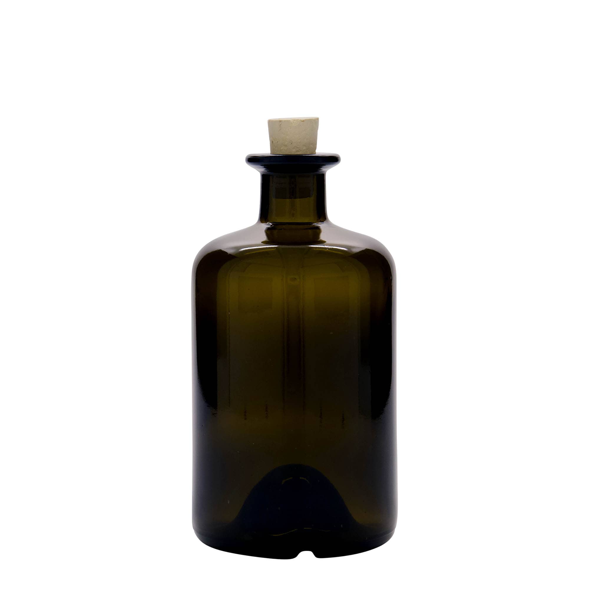 500 ml eczacı cam şişesi, antik yeşil, ağız: mantar