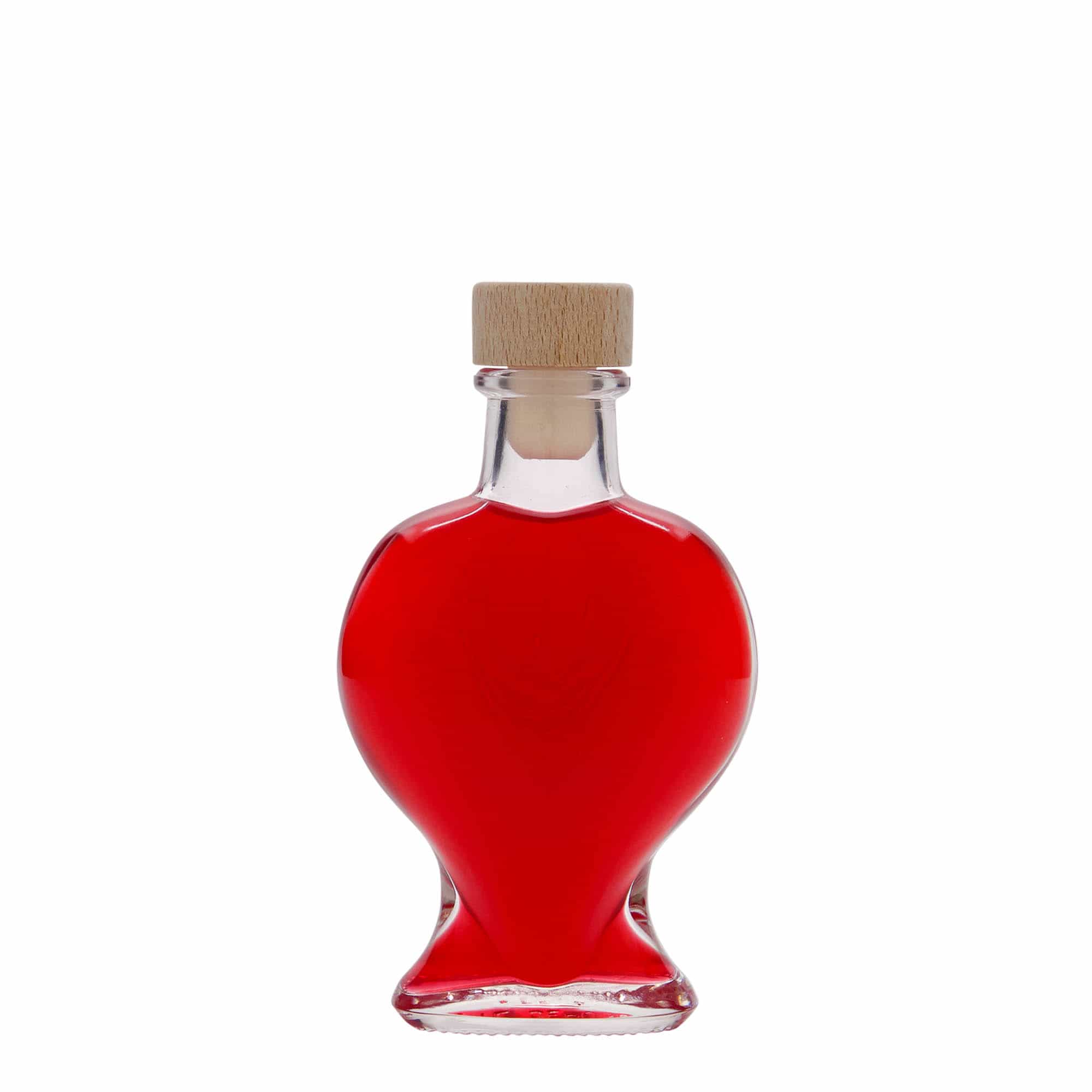 100 ml Cam şişe 'Kalp', Ağız: Mantar
