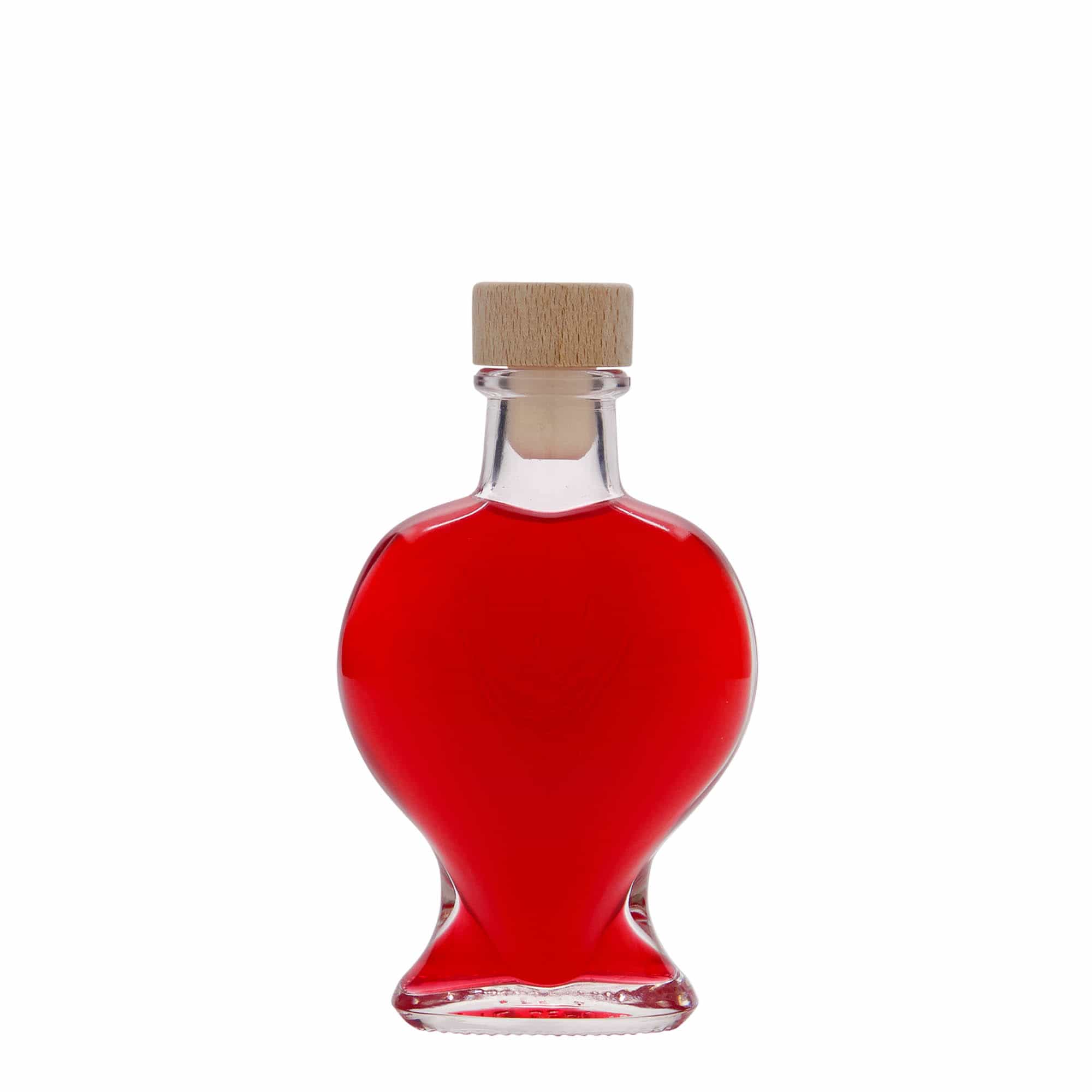 100 ml Cam şişe 'Kalp', Ağız: Mantar