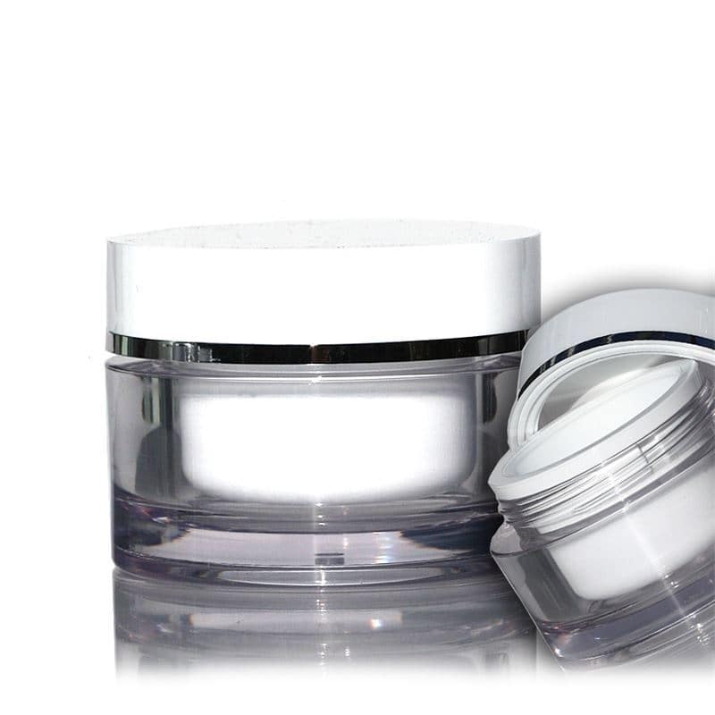 30 ml kavanoz, SAN plastik, beyaz, ağız: vidalı kapak 30 ml kavanoz, SAN plastik, beyaz, ağız: vidalı kapak