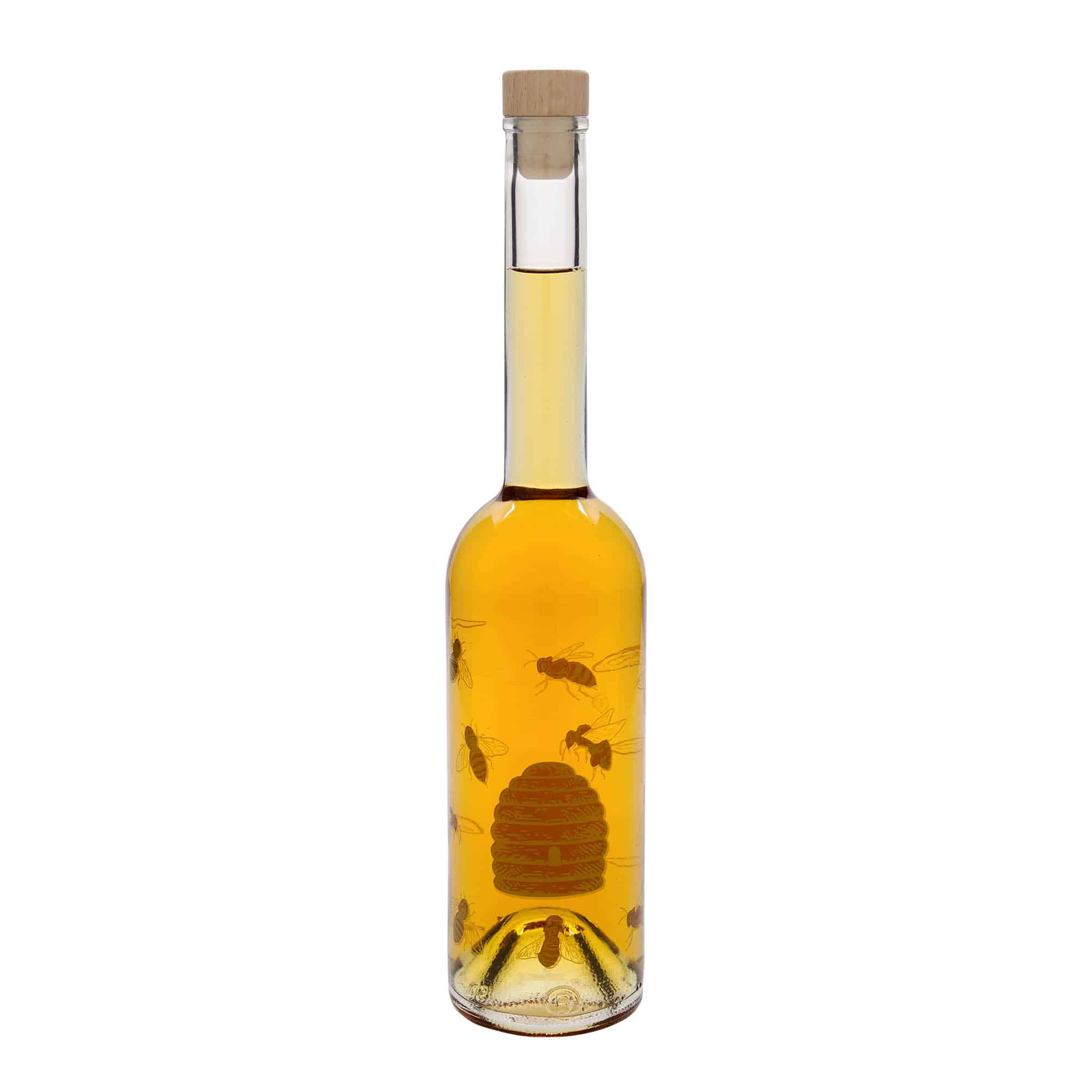 500 ml Cam Şişe 'Opera', Motif: Arılar, Ağız: Mantar