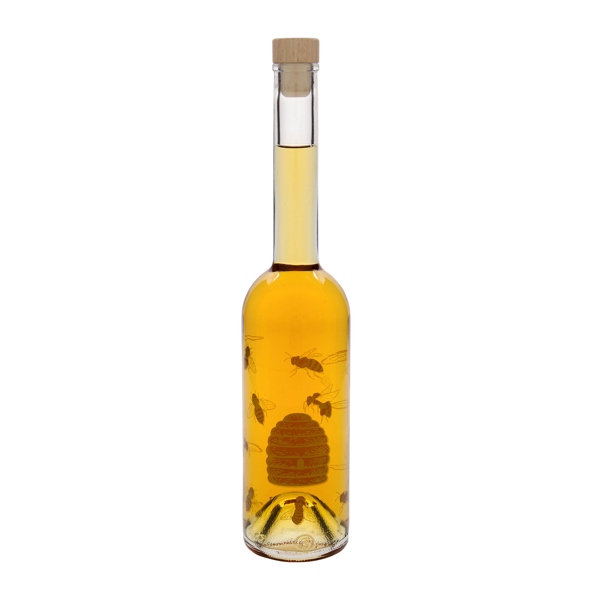 500 ml Cam Şişe 'Opera', Motif: Arılar, Ağız: Mantar