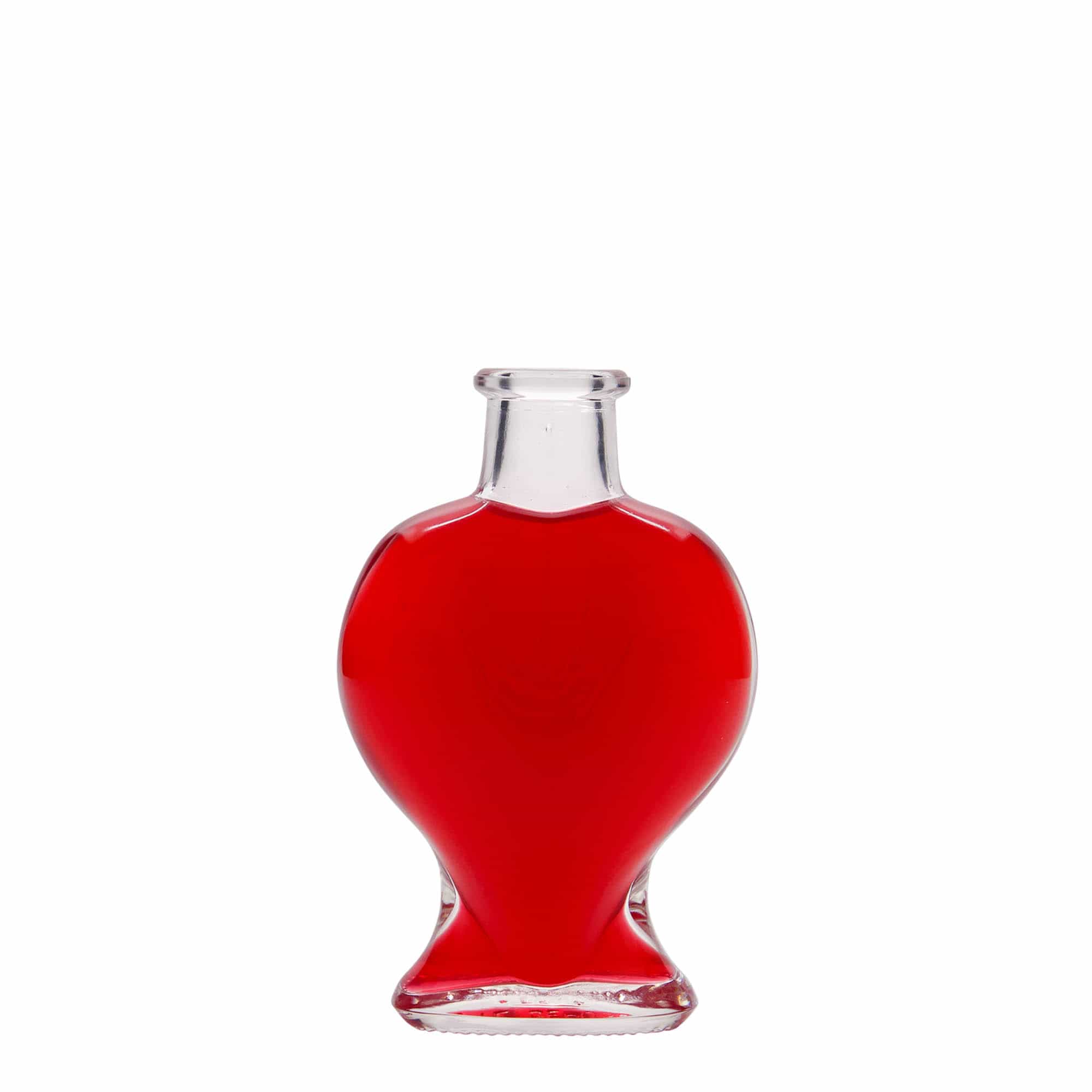 100 ml Cam şişe 'Kalp', Ağız: Mantar