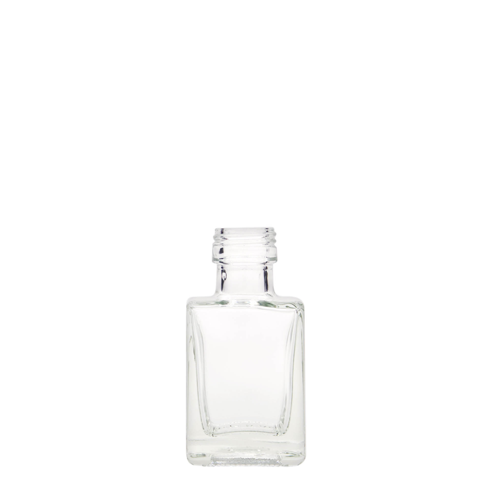 50 ml cam şişe 'Cube', kare, ağız: PP 24