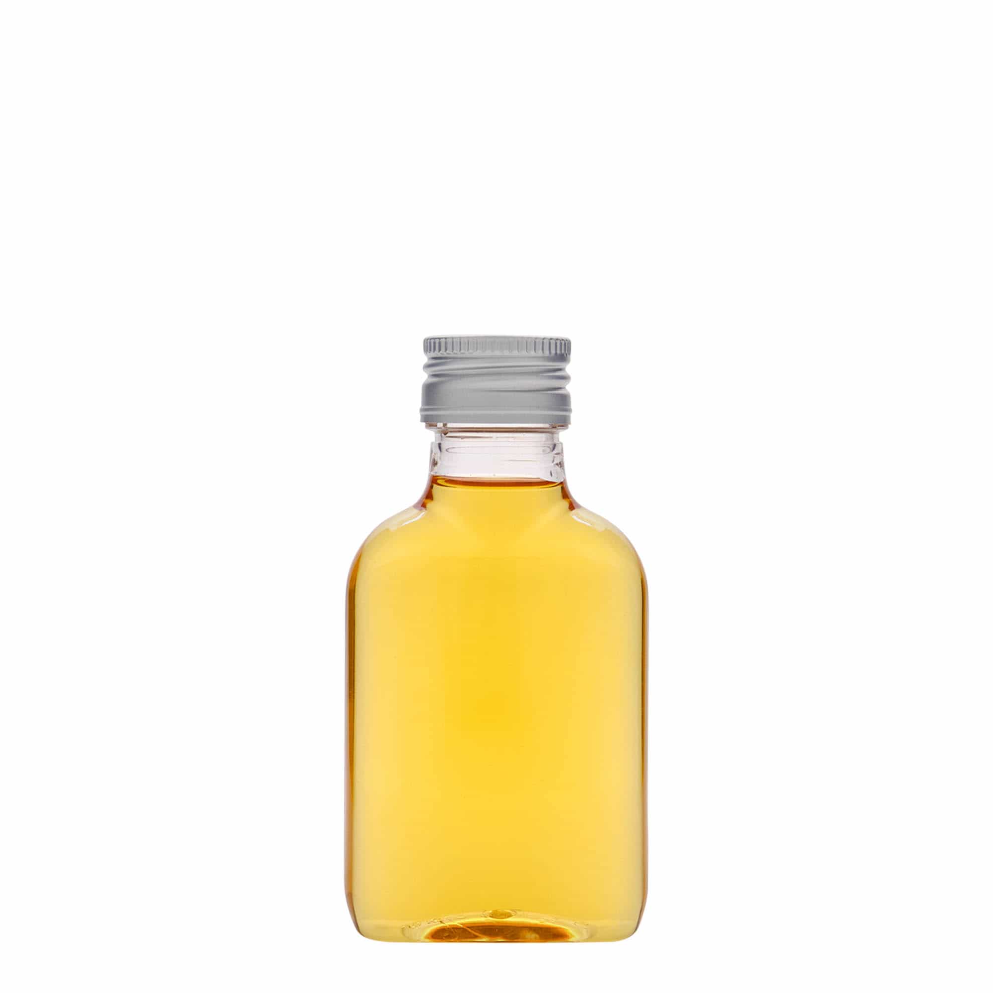 100 ml Cep şişesi, oval, PET plastik, Ağız: PP 28