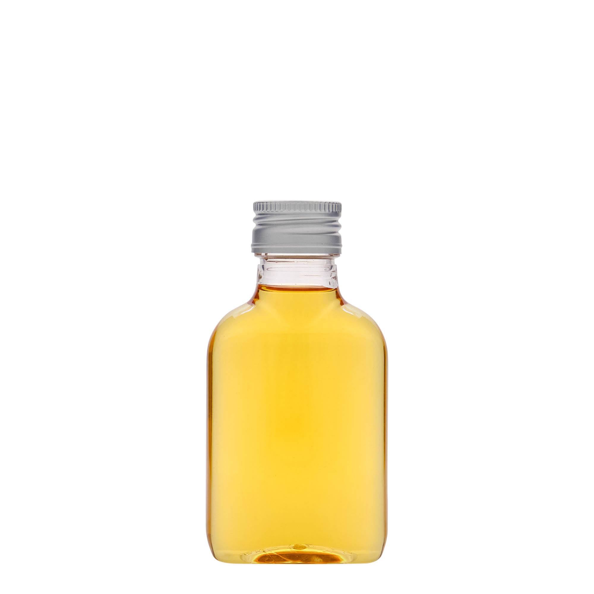 100 ml Cep şişesi, oval, PET plastik, Ağız: PP 28