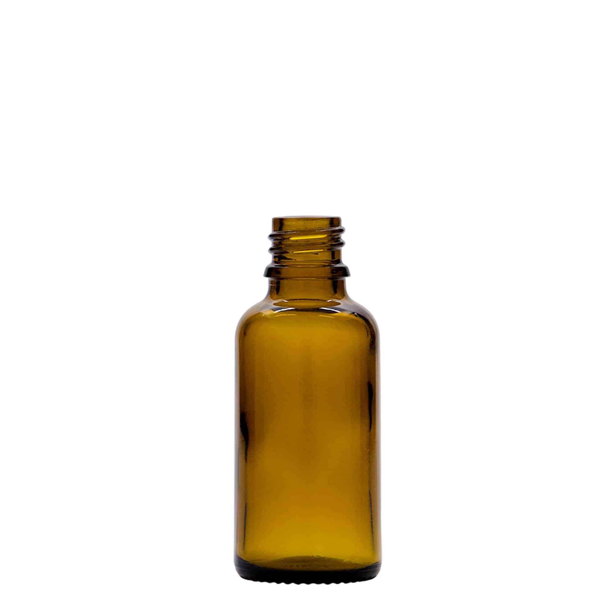 30 ml Pipetli Şişe İlaç, Cam, Kahverengi, Ağız: DIN 18