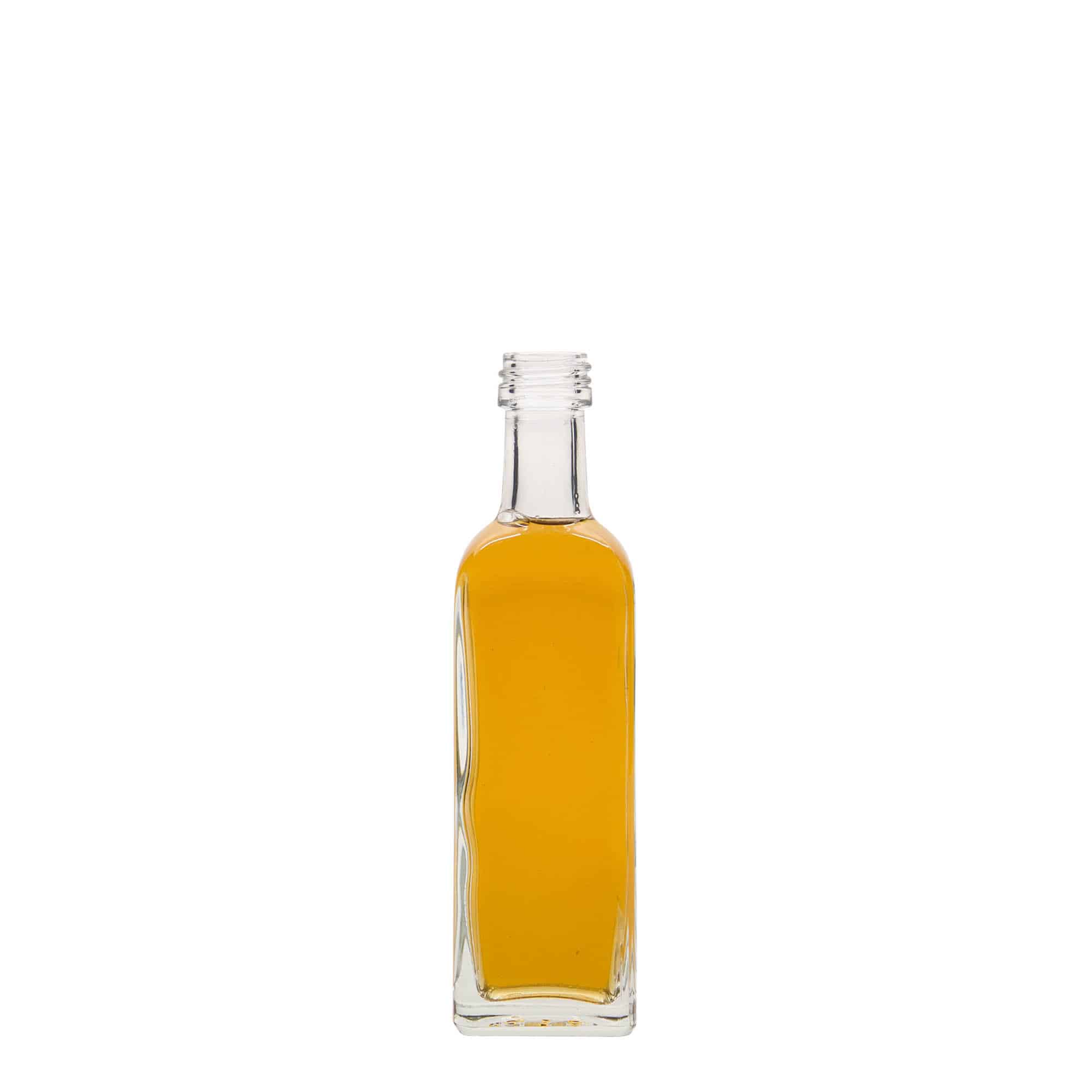 60 ml Cam şişe 'Marasca', kare, ağız: PP 18