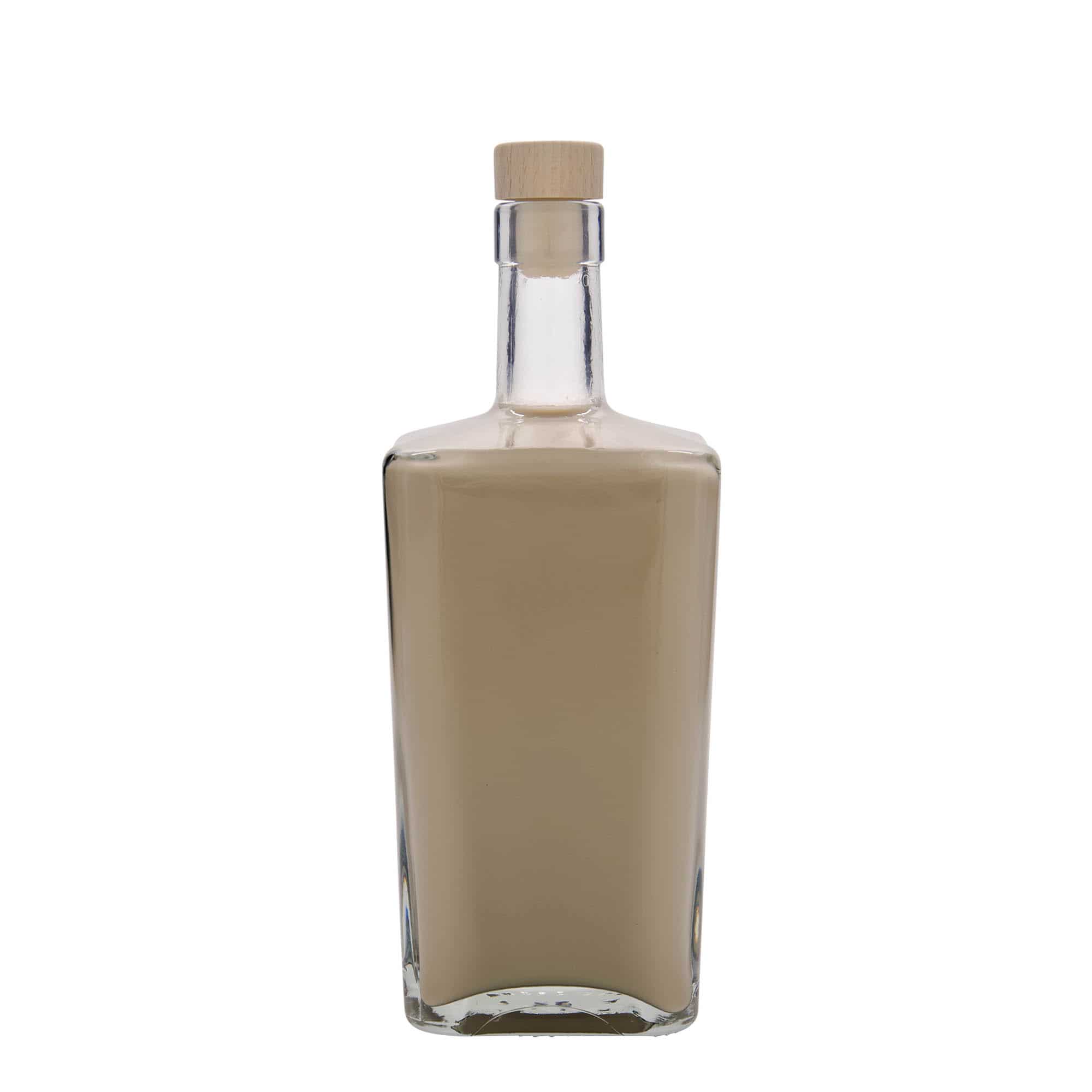700 ml Cam şişe 'Noel', kare, ağız: mantar