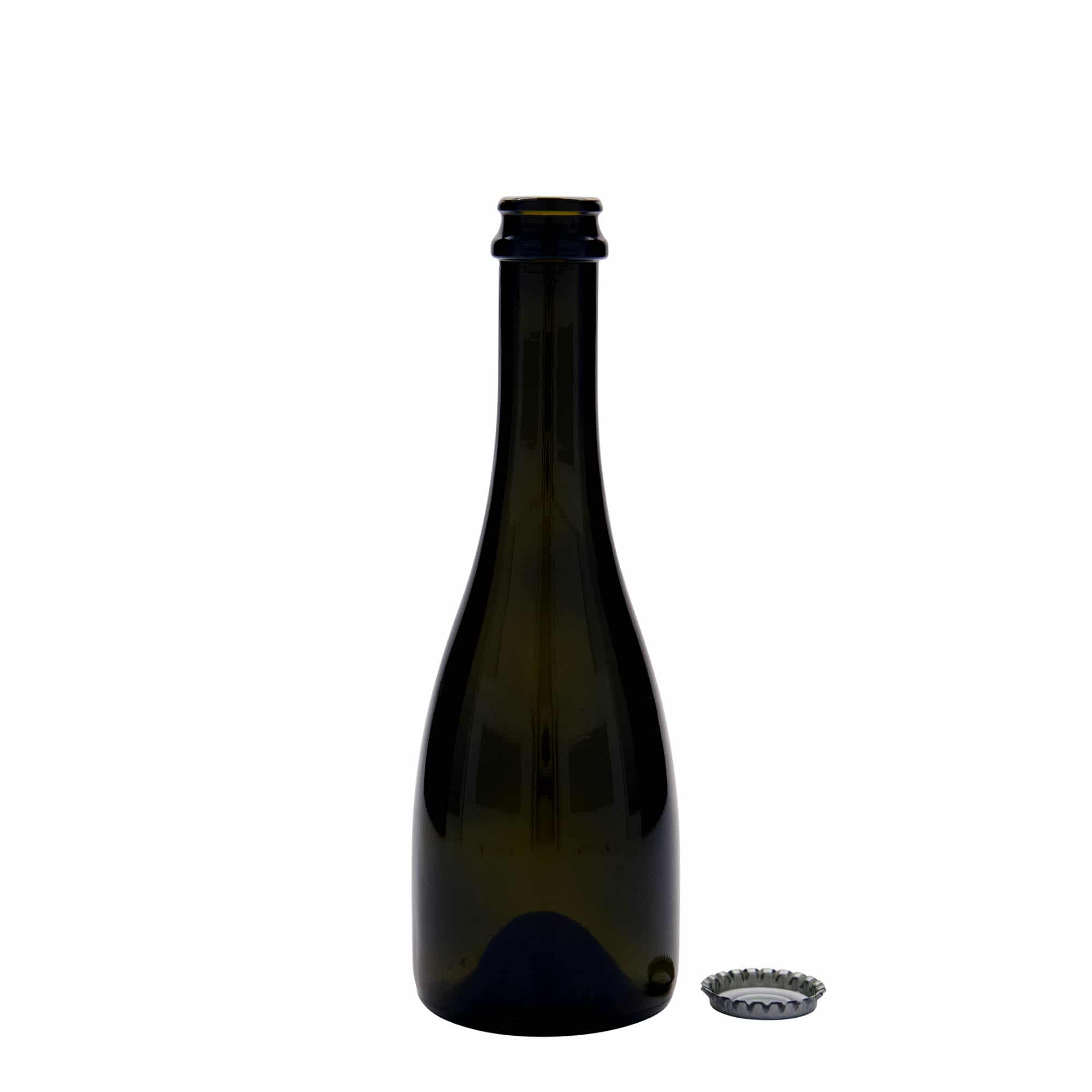 330 ml Bira-/Şampanya Şişesi 'Tosca', Cam, antik yeşil, Ağız: Kronkapağı