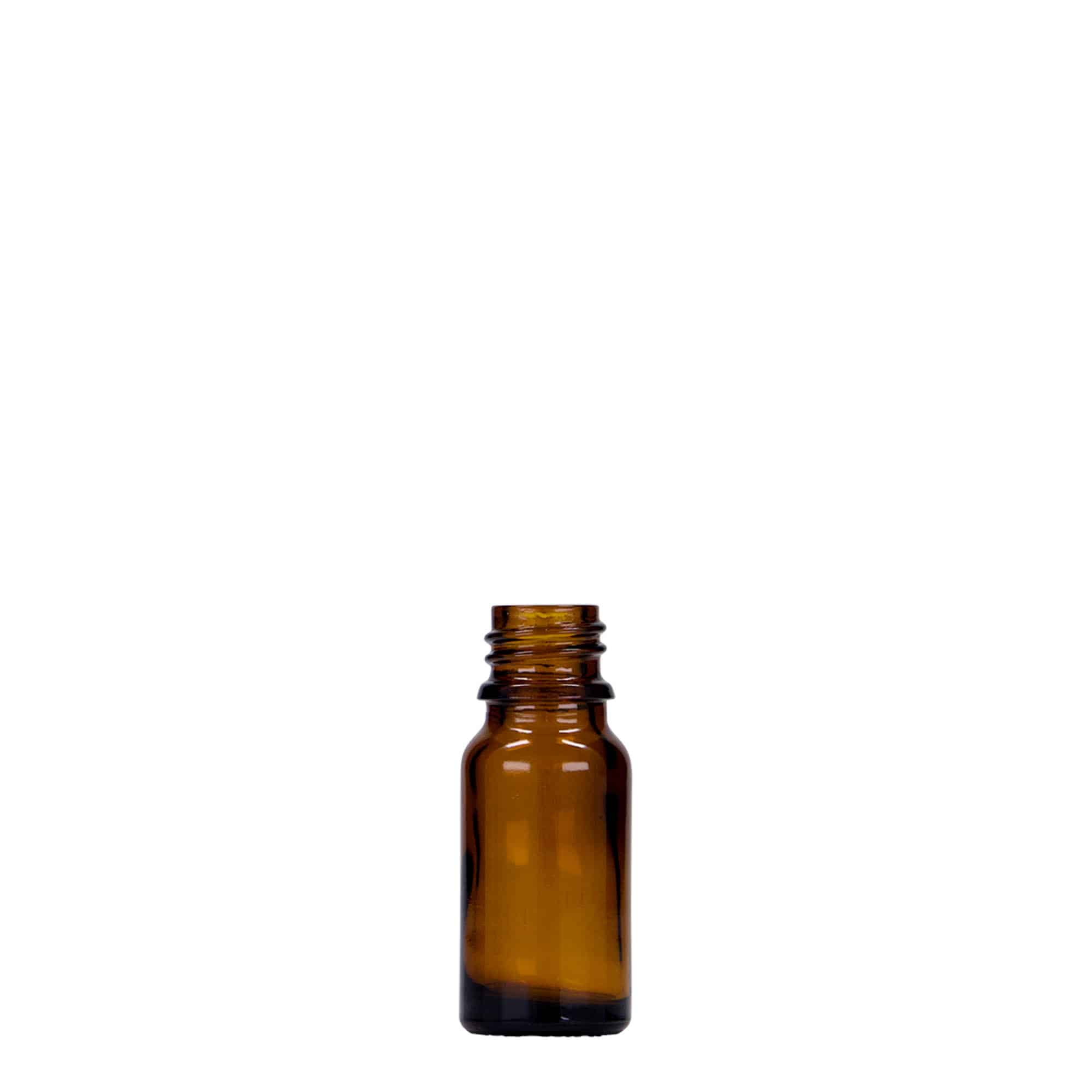 10 ml tıbbi şişe, cam, kahverengi, ağız: DIN 18