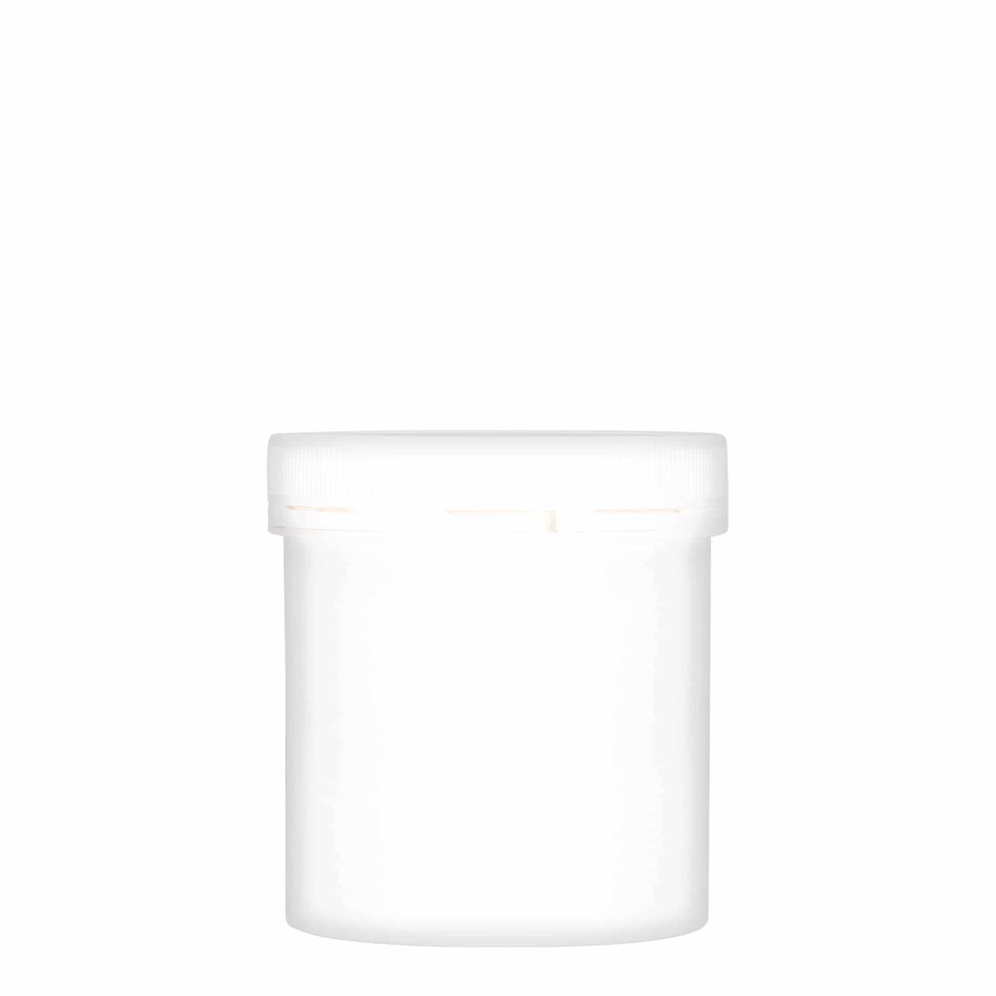 250 ml Plastik kap 'Securilock', PP, beyaz, ağız: vidalı kapak