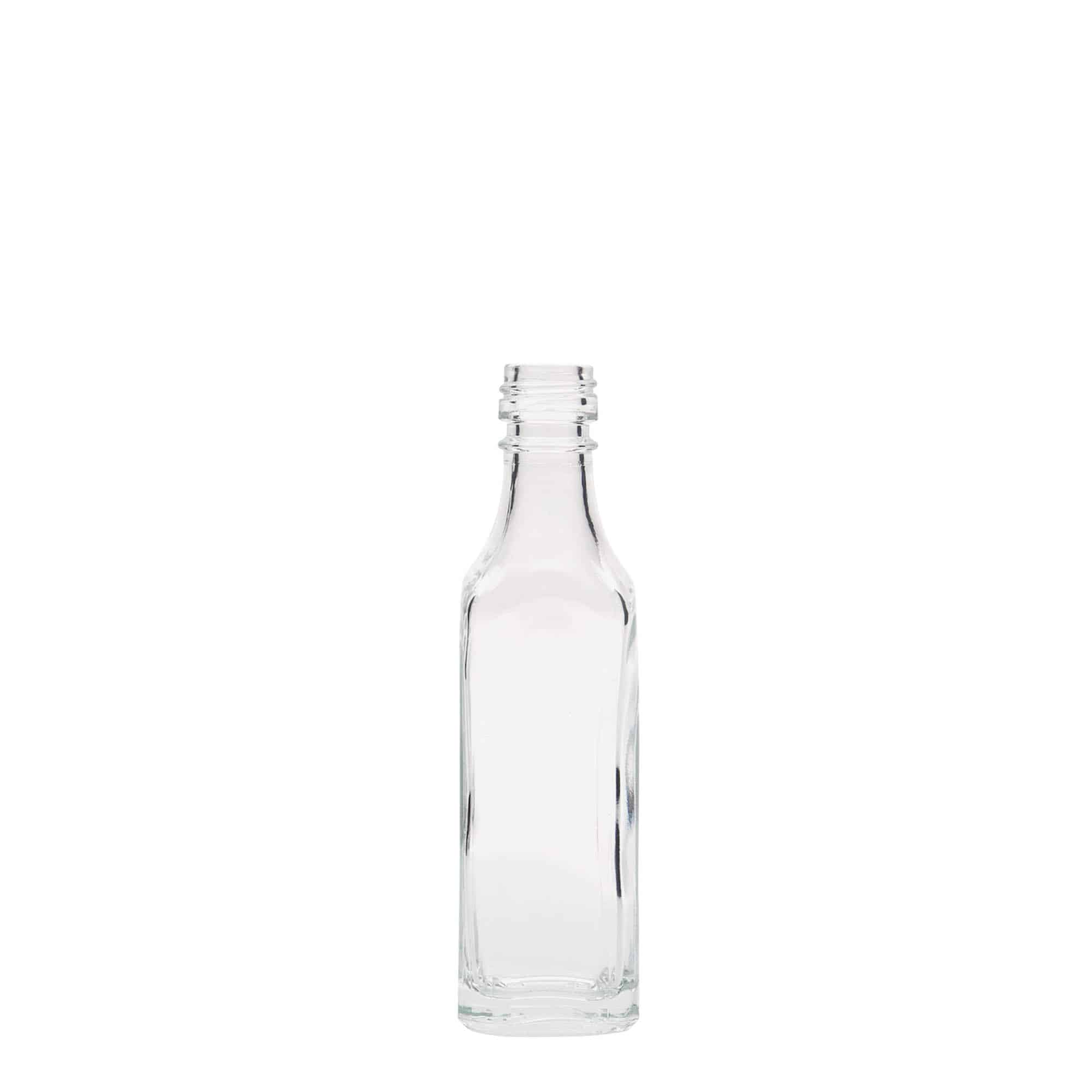 50 ml cam şişe 'Siena', kare, ağız: PP 18 50 ml cam şişe 'Siena', kare, ağız: PP 18