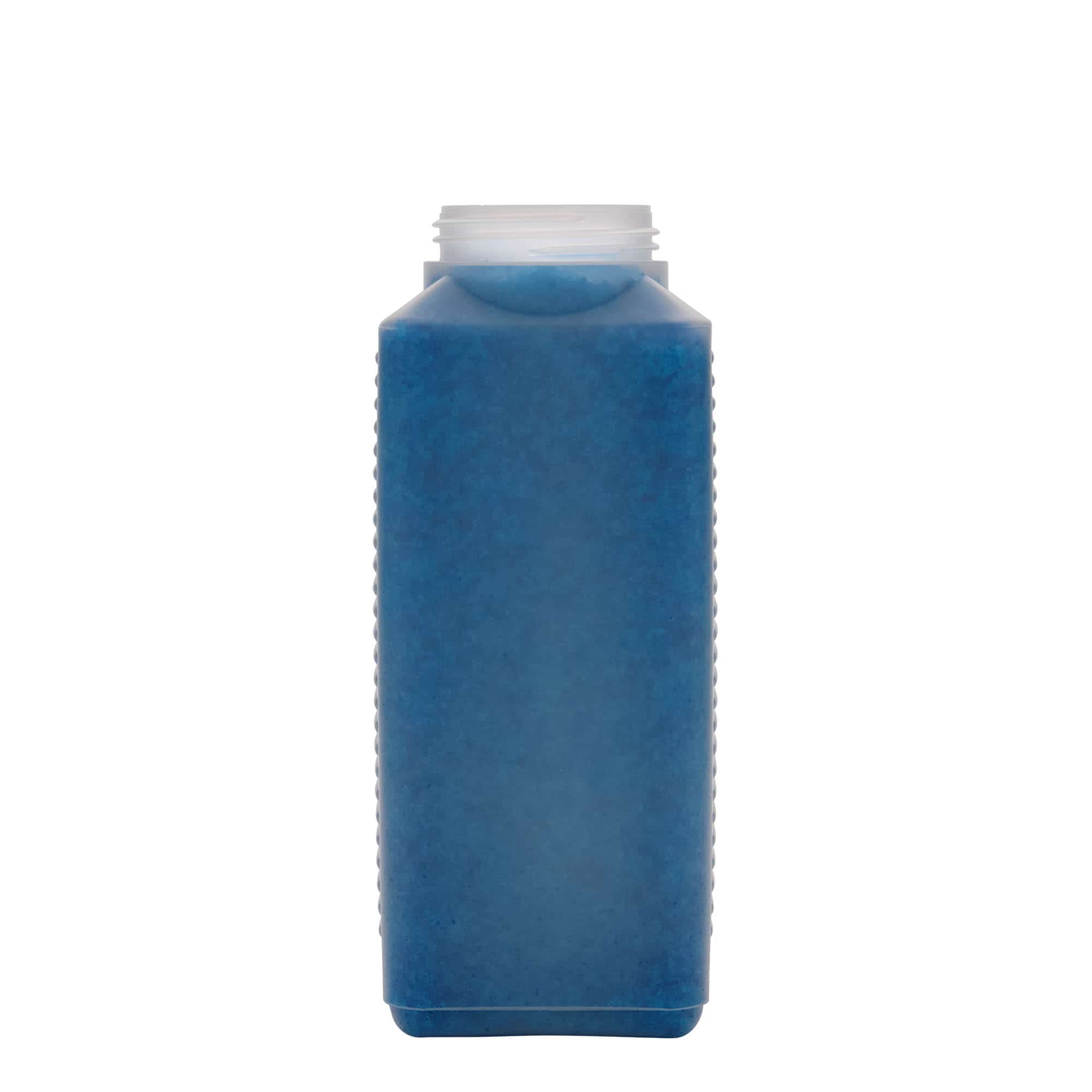 1.000 ml geniş ağızlı şişe, dikdörtgen, HDPE plastik, doğal, ağız çapı: DIN 60 EPE