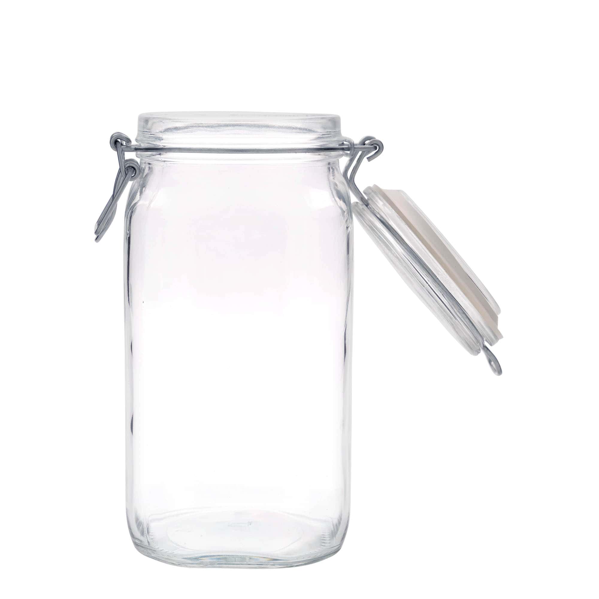 1.500 ml Tel mandallı kavanoz 'Fido', kare, ağız: tel mandallı kapak