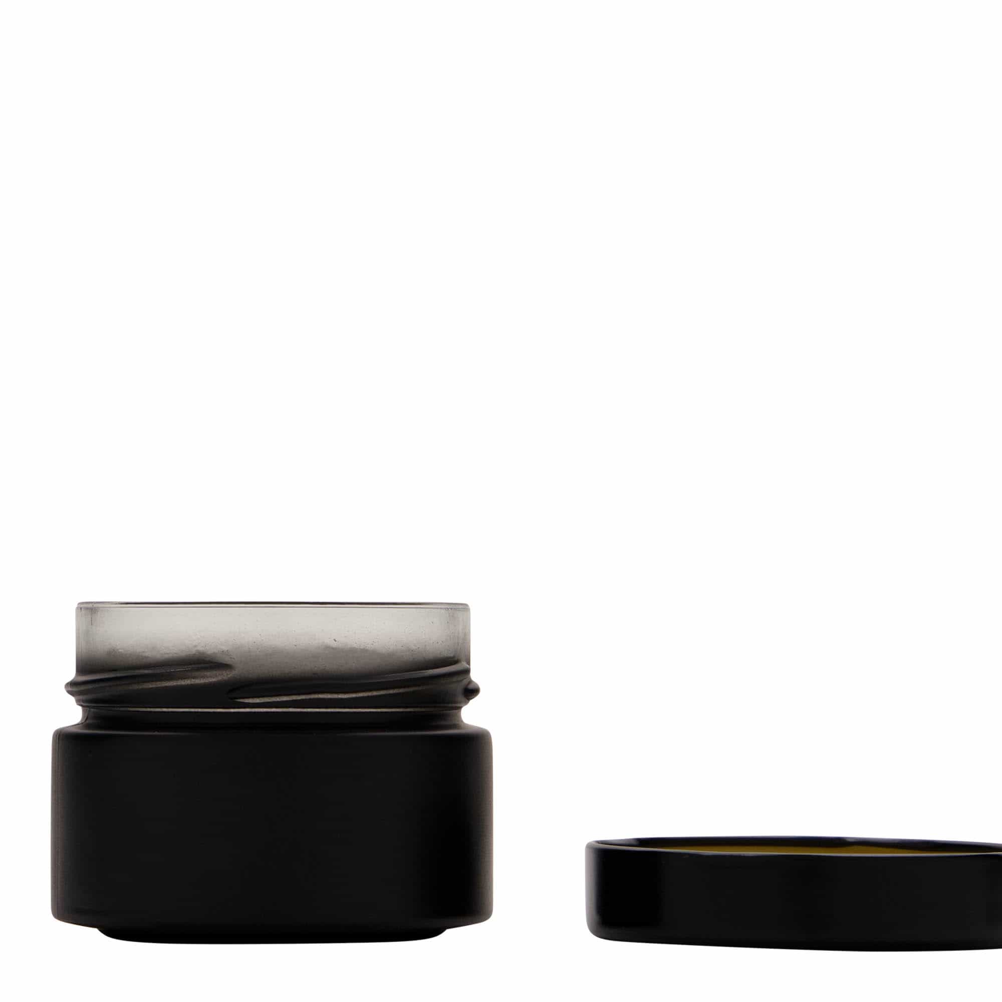 130 ml Yuvarlak Cam 'Aurora', siyah, Ağız: Derin-Twist-Off (DTO 66)