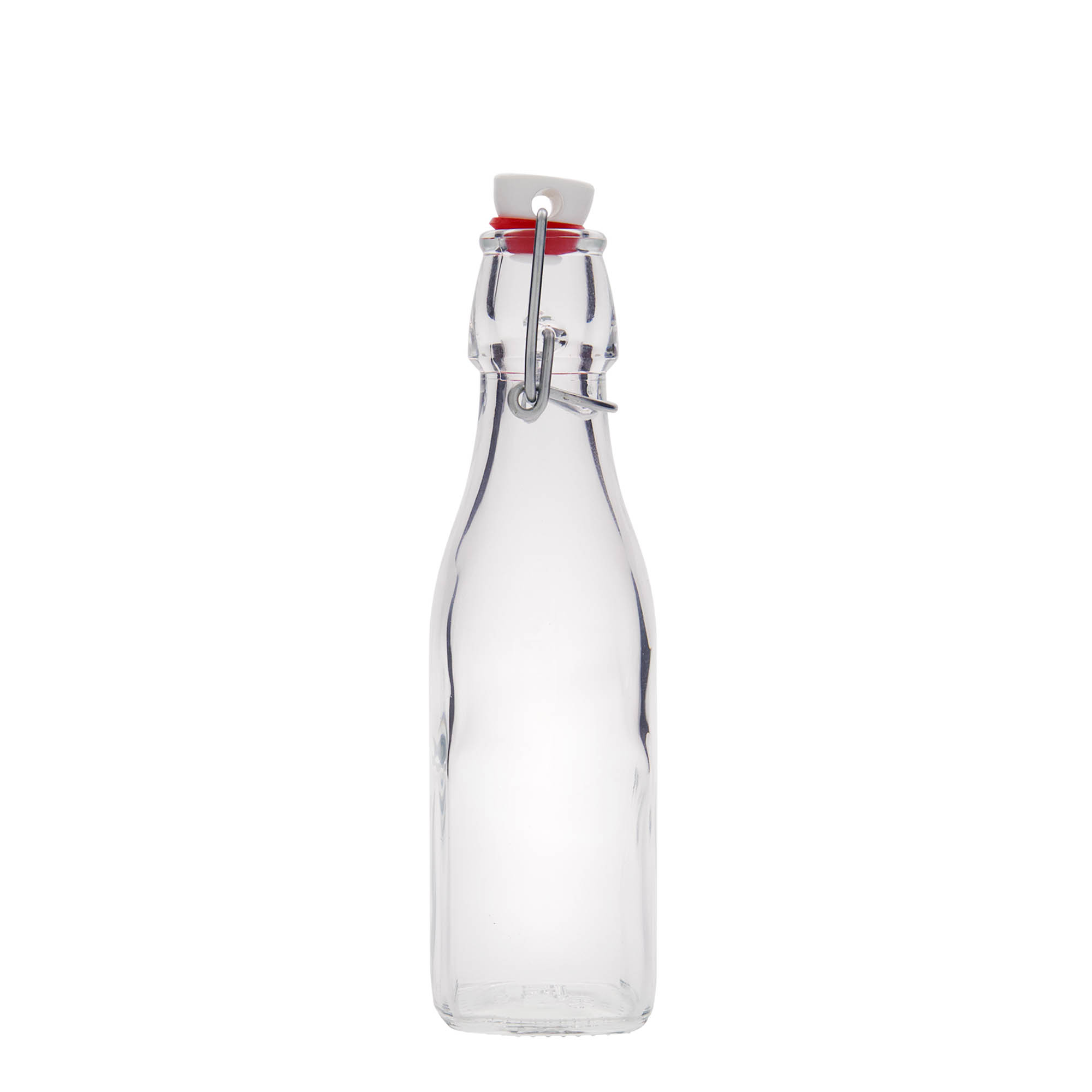 250 ml cam şişe 'Swing, kare, ağız: mandallı kapak'