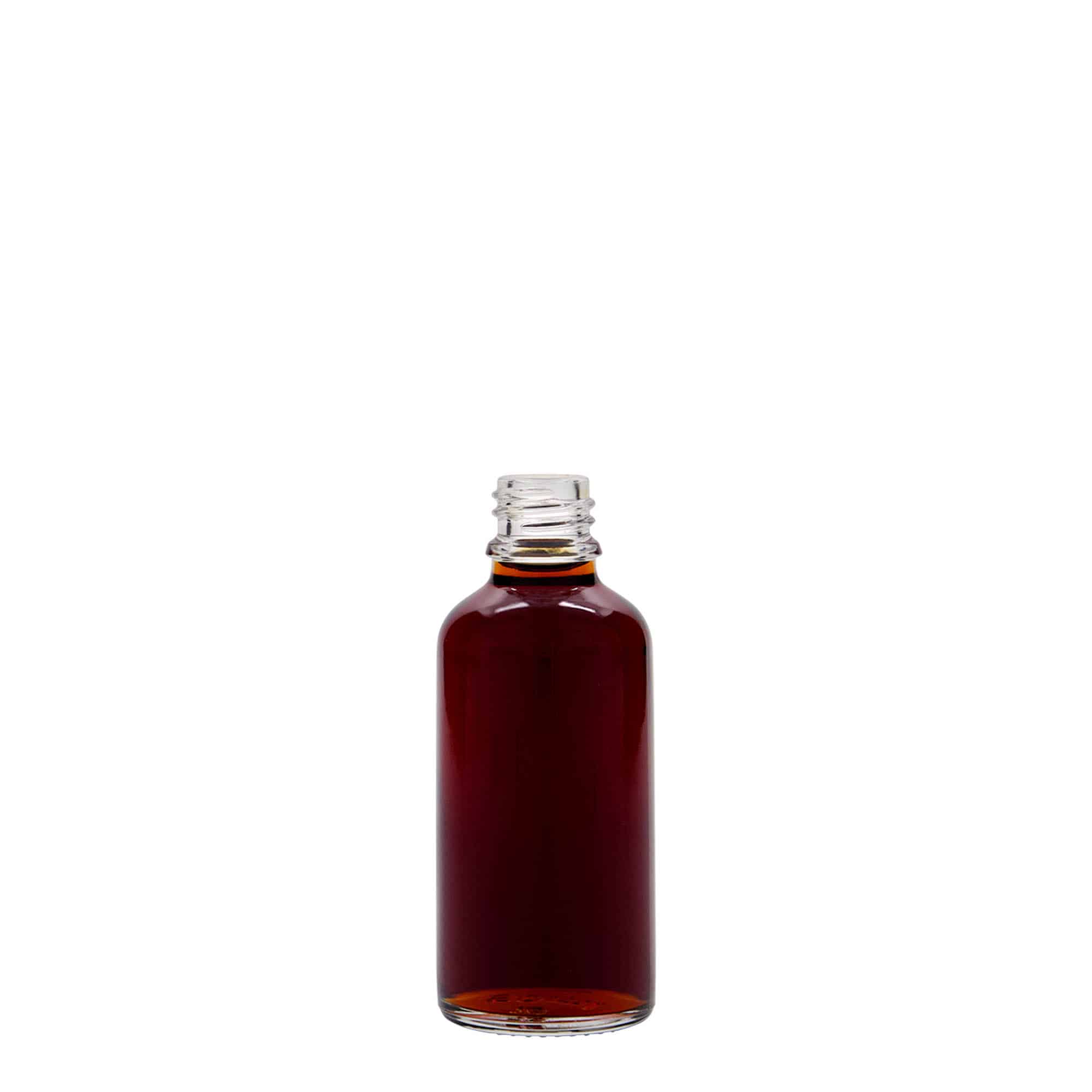 50 ml tıbbi şişe, cam, ağız: DIN 18