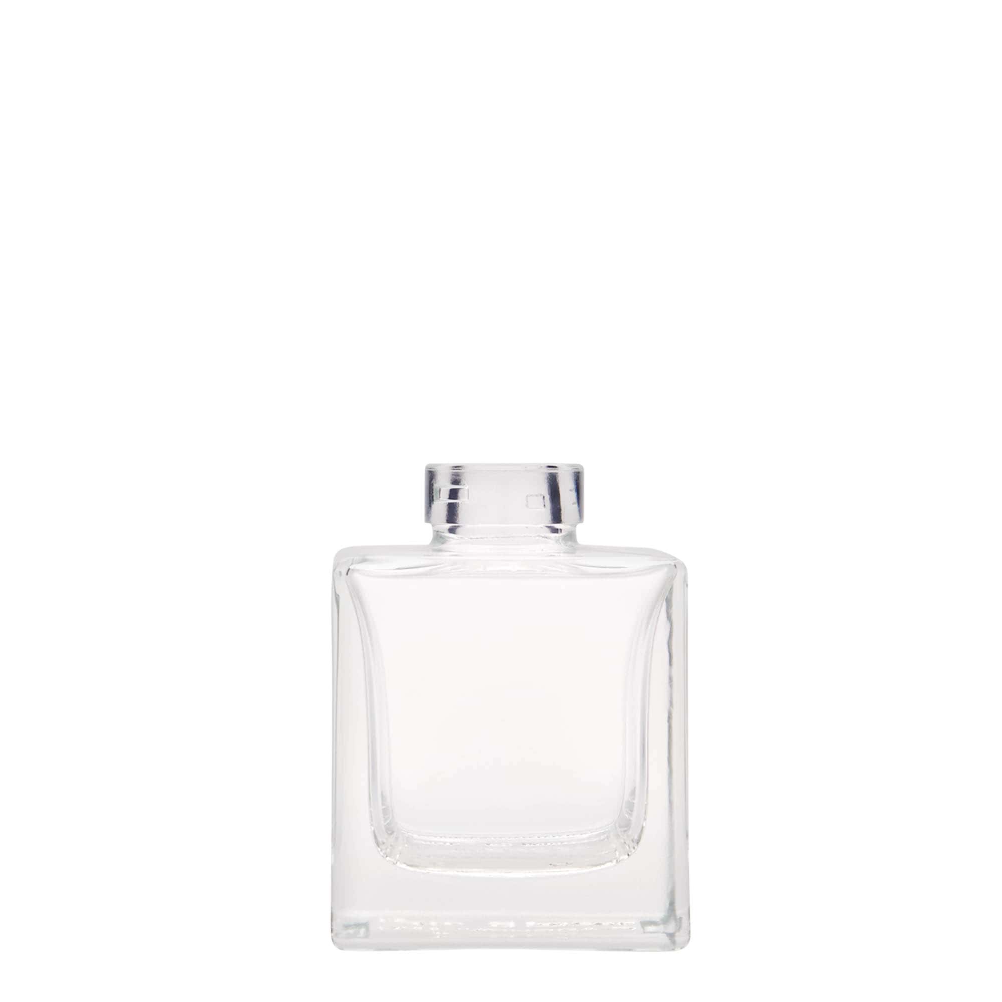 100 ml Cam şişe 'Cube', kare, ağız: mantar