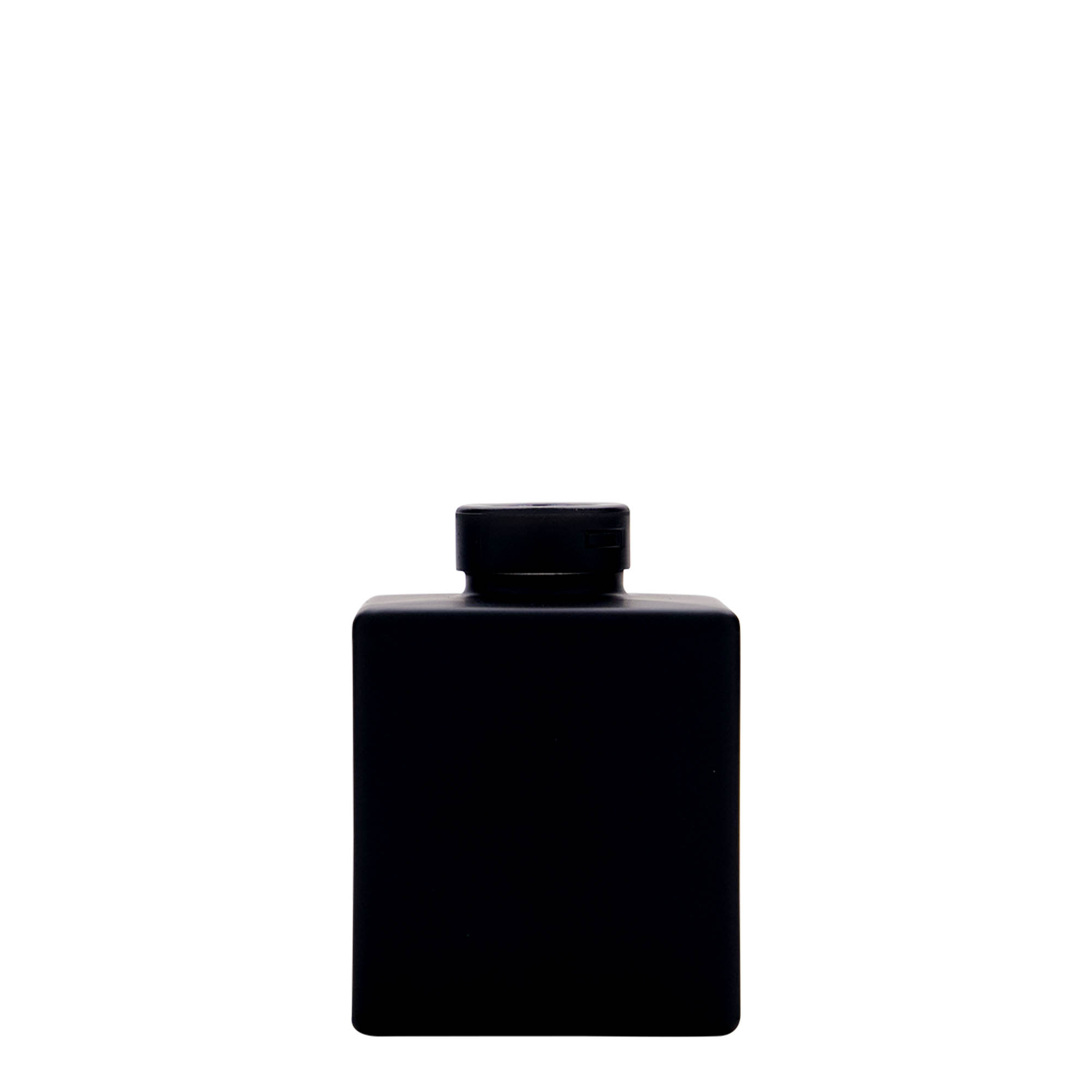 100 ml Cam şişe 'Cube', kare, siyah, ağız: Mantar