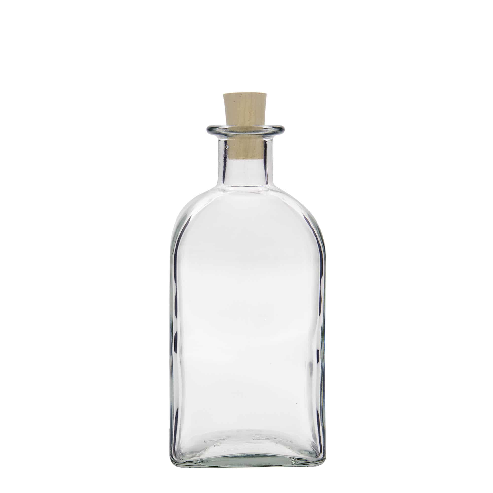 500 ml Cam Şişe Eczacı Kare, kare, Ağız: Mantar