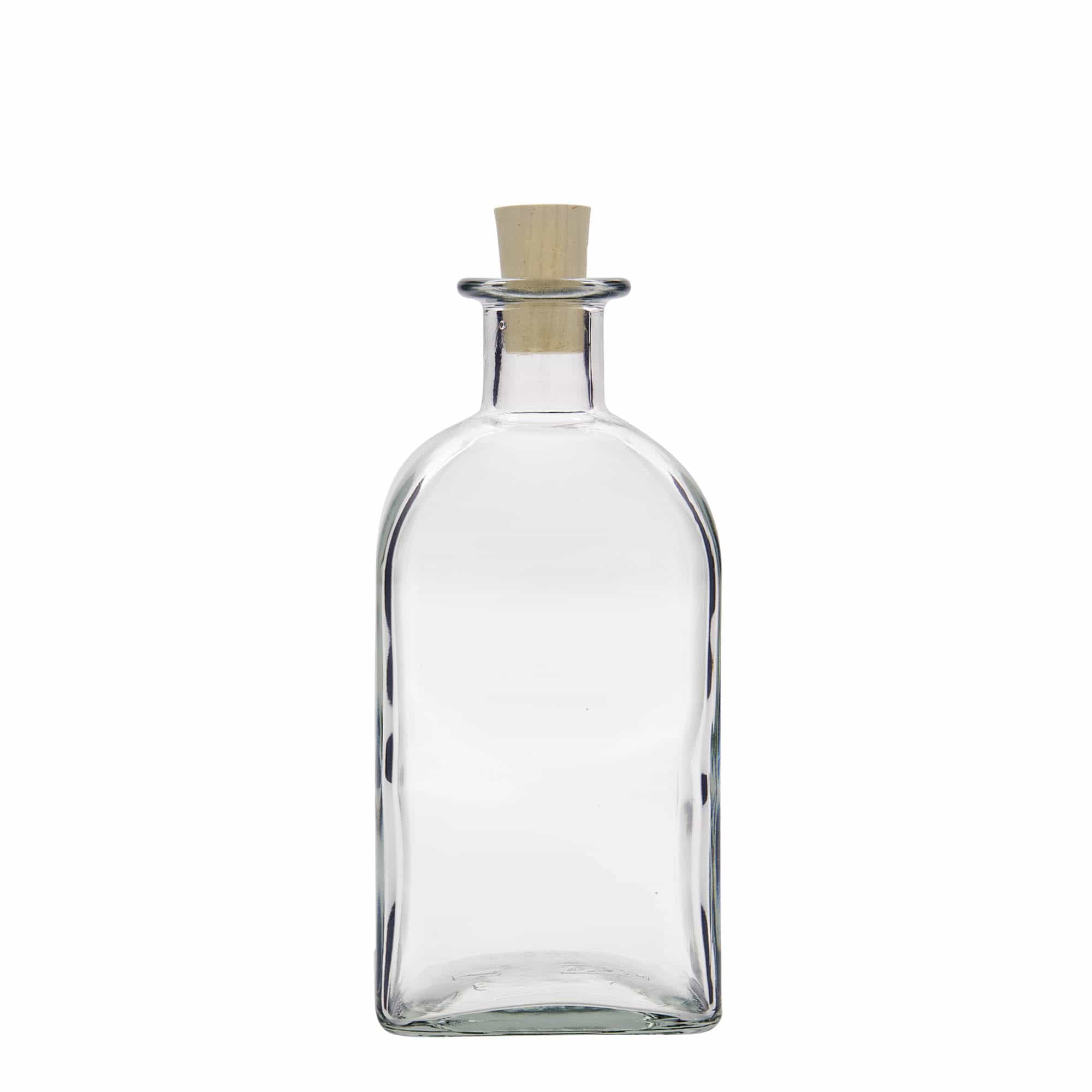 500 ml Cam Şişe Eczacı Kare, kare, Ağız: Mantar
