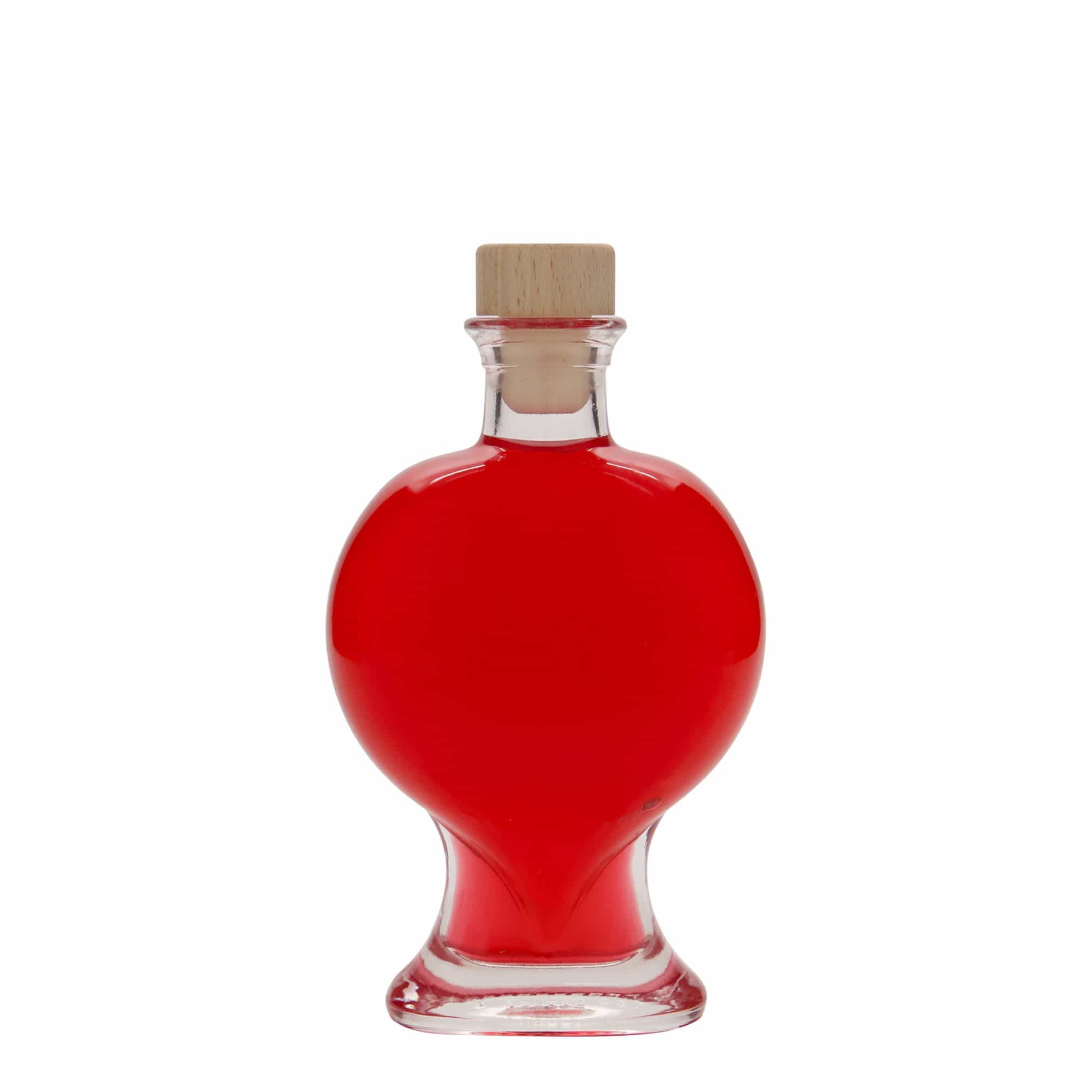 200 ml cam şişe 'Kalp', ağız: mantar