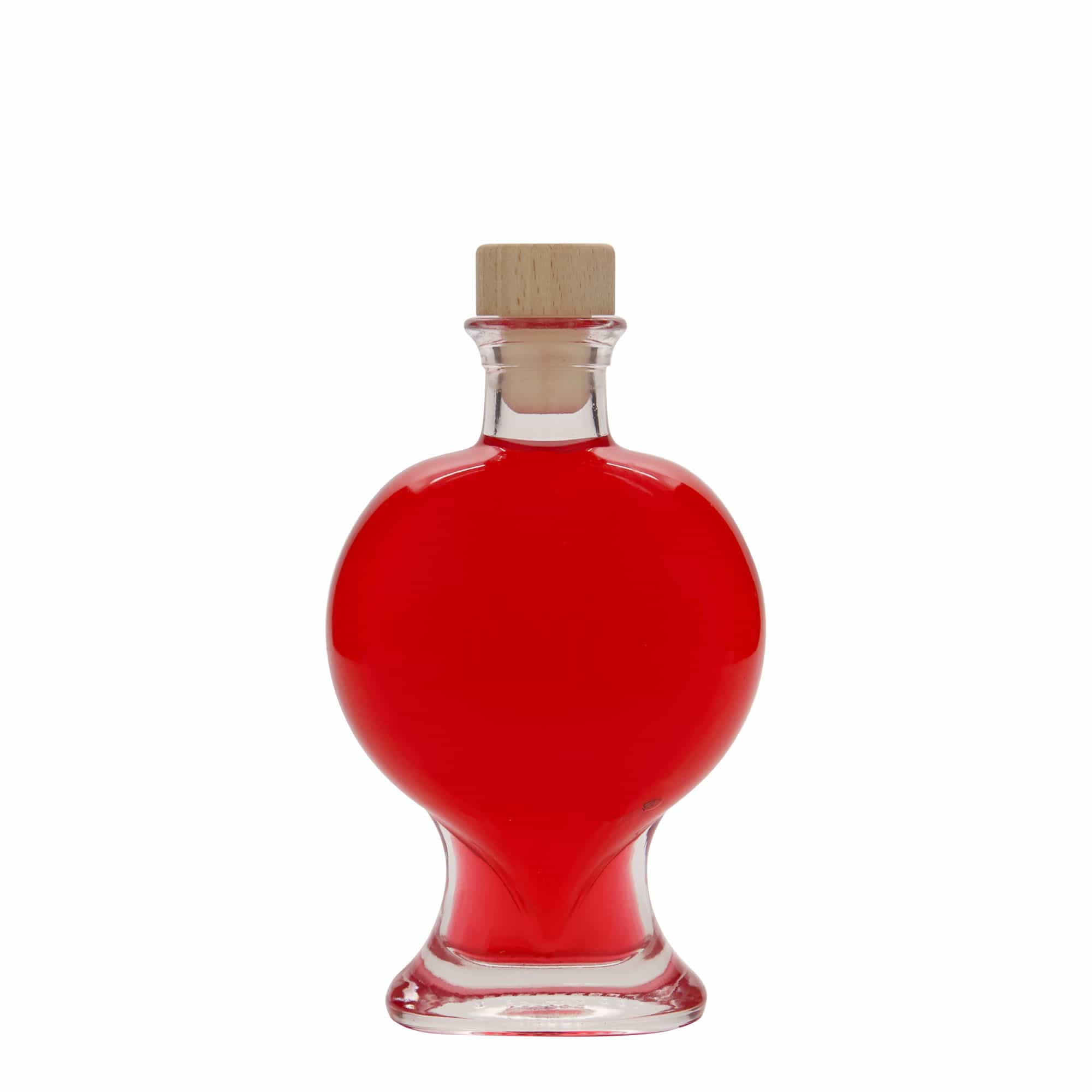 200 ml cam şişe 'Kalp', ağız: mantar
