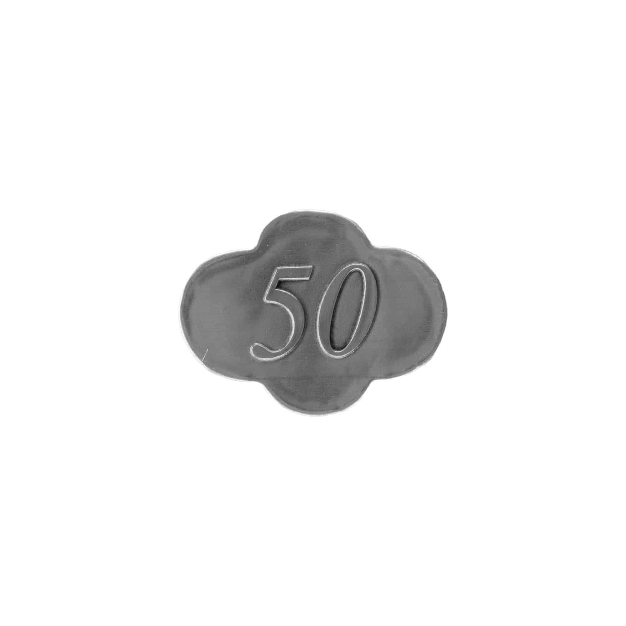 Teneke etiket '50', metal, gümüş renk
