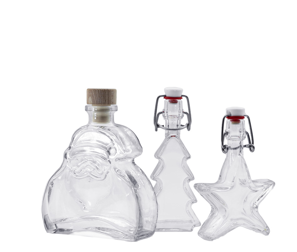 Noel şişeleri Noel sezonu için üç dekoratif şişe