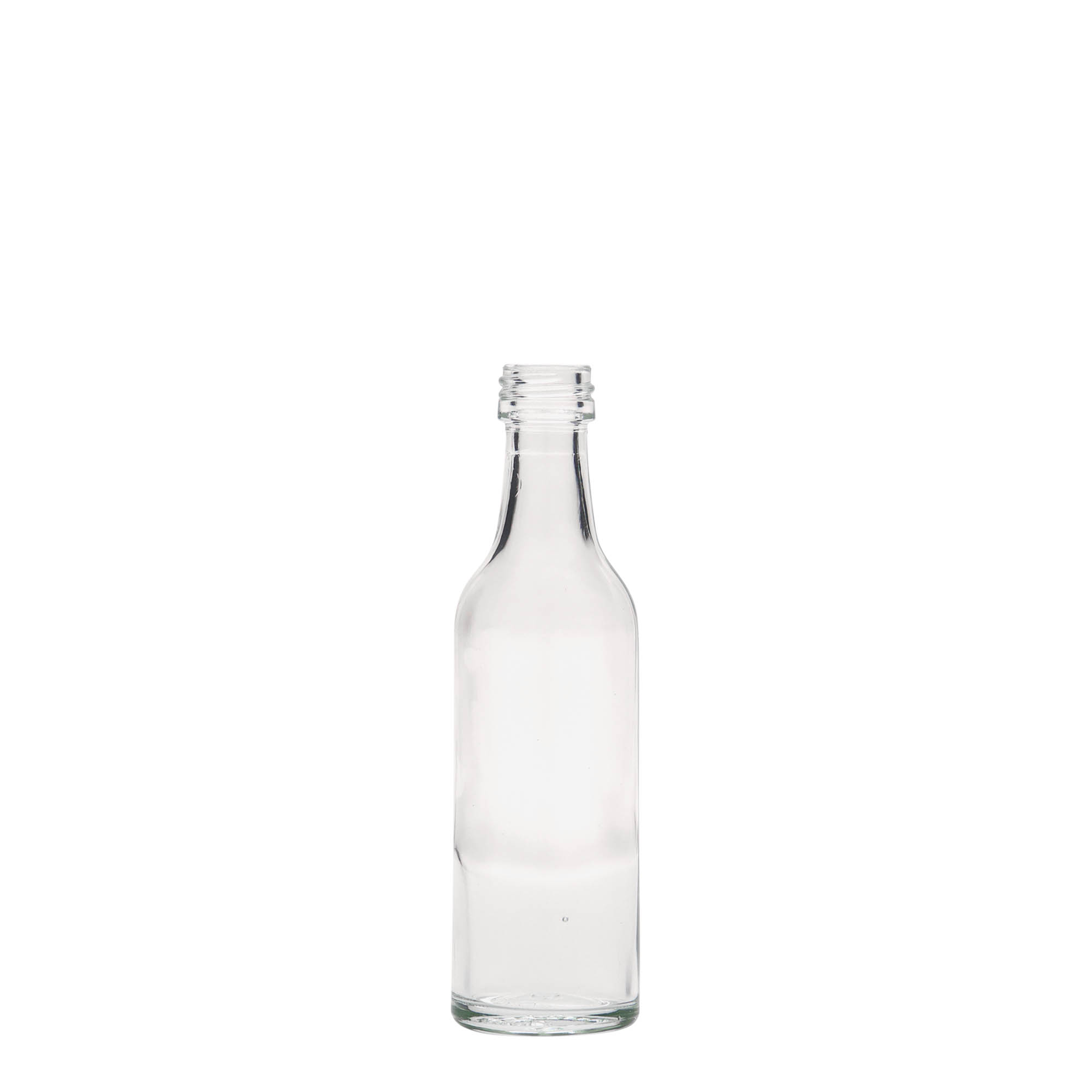 50 ml Cam Şişe Düz Boyun, Ağız: PP 18