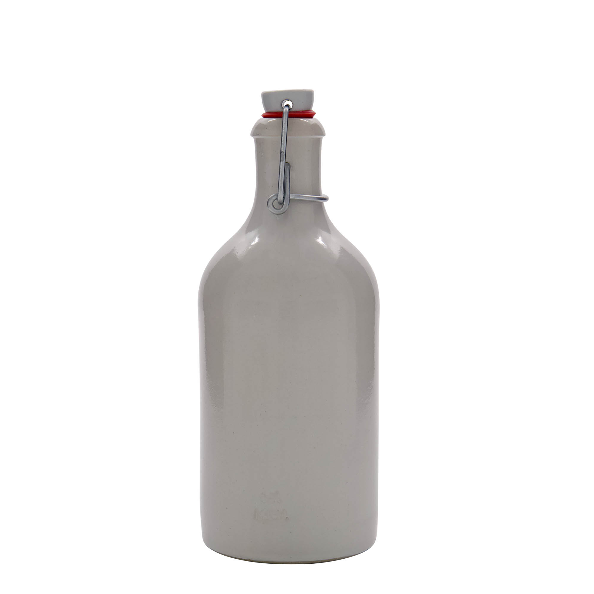 500 ml Toprak testi, taş gereç, beyaz, ağız: mandallı kapak