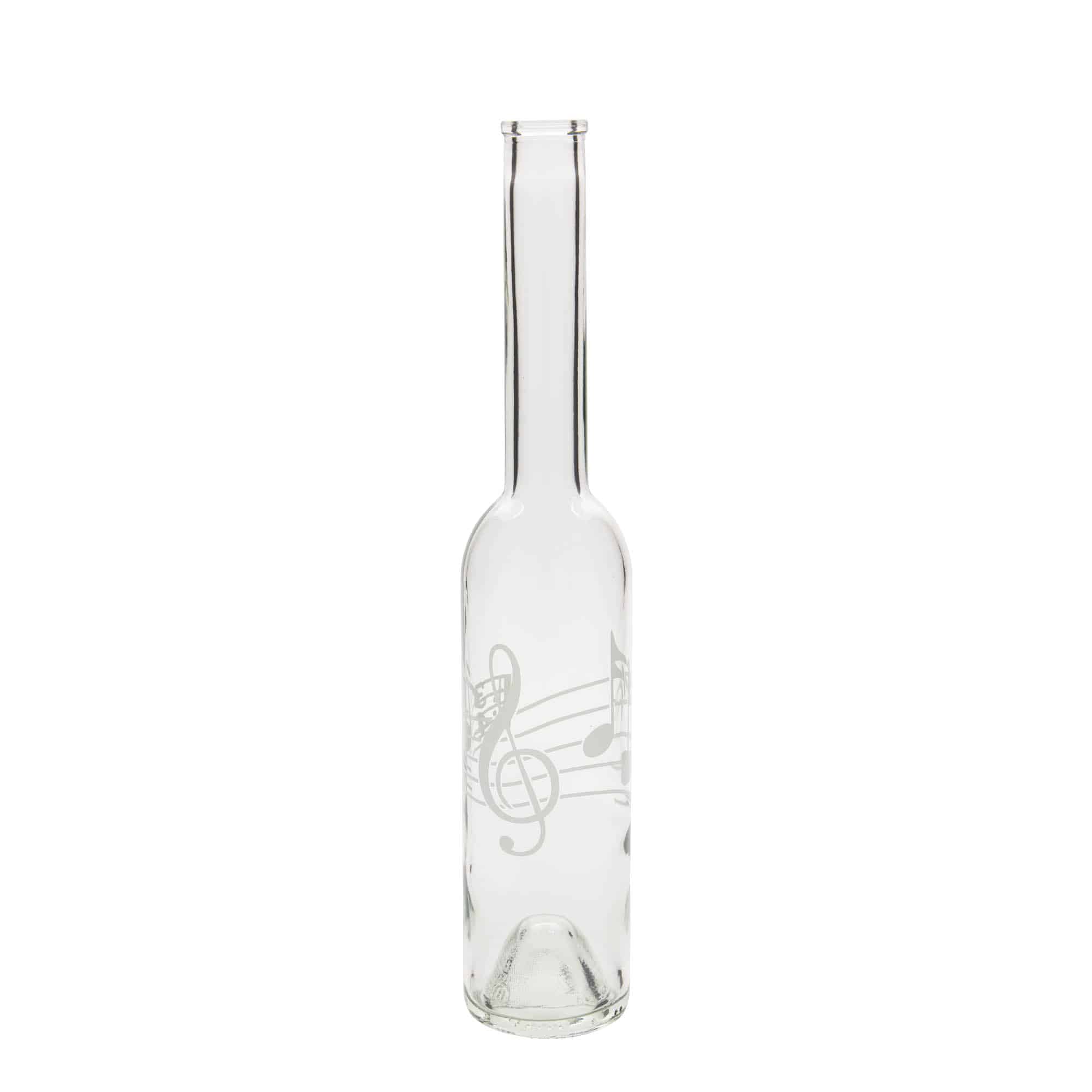 350 ml Cam şişe 'Opera', Motif: Müzik notaları, Ağız: Mantar 350 ml Cam şişe 'Opera', Motif: Müzik notaları, Ağız: Mantar