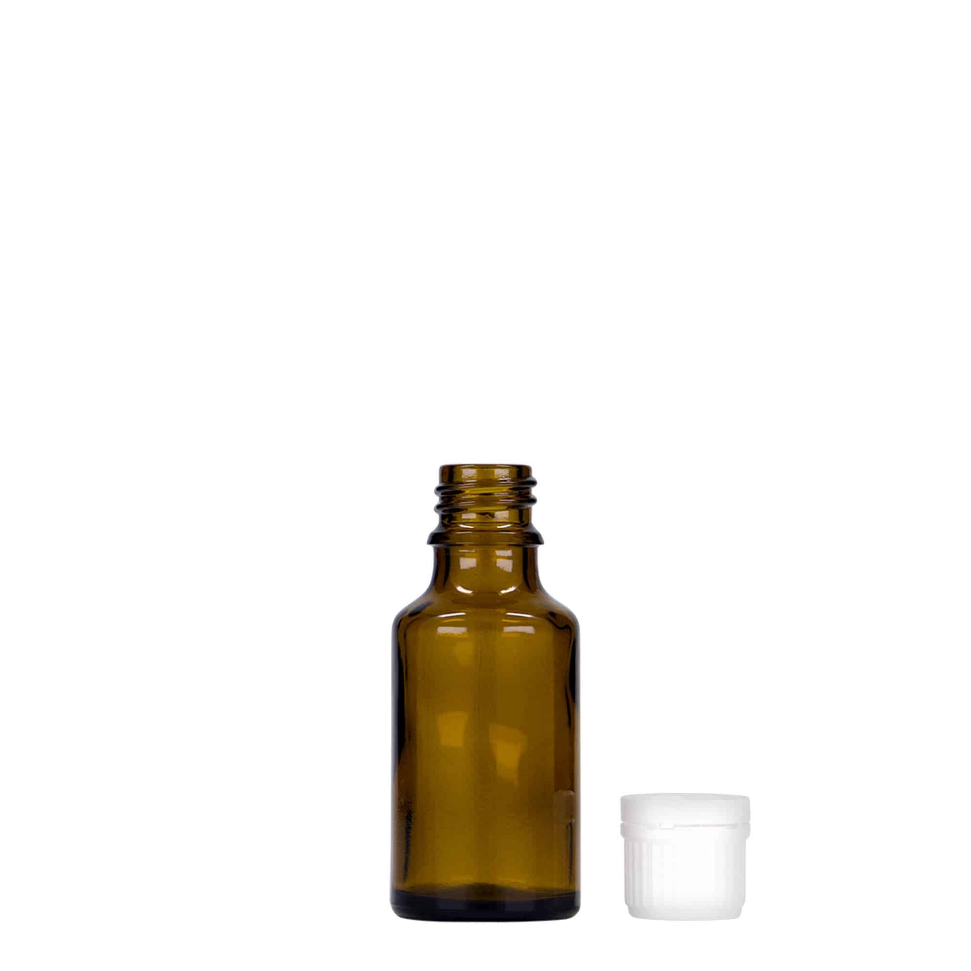 25 ml tıbbi şişe, cam, kahverengi, ağız: DIN 18