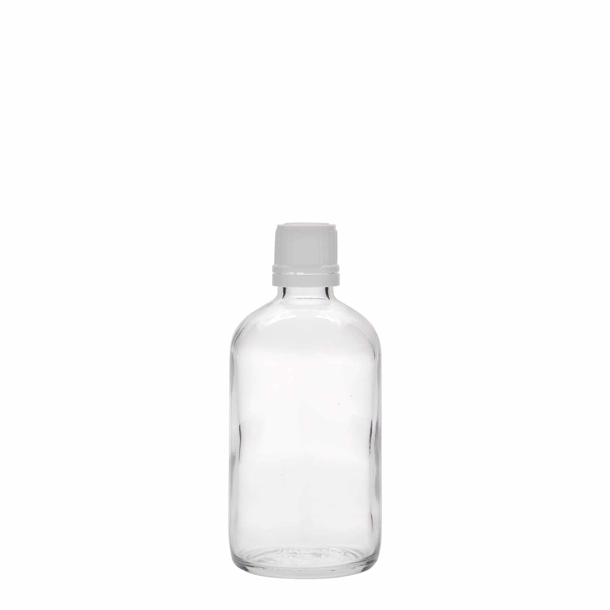 100 ml tıbbi şişe, cam, ağız: DIN 18