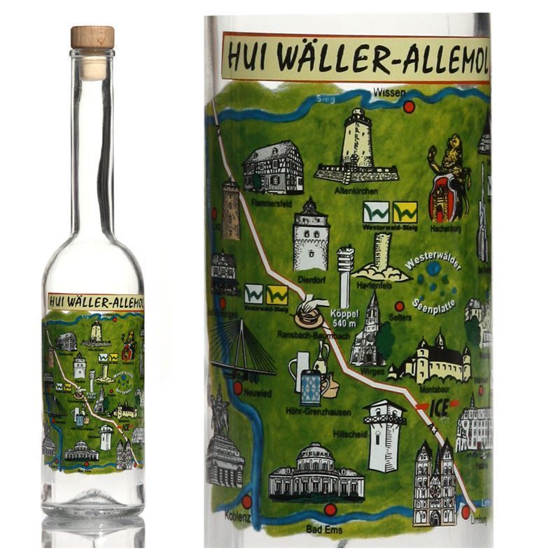 500 ml Cam şişe 'Opera', Motif: Westerwald, Ağız: Mantar