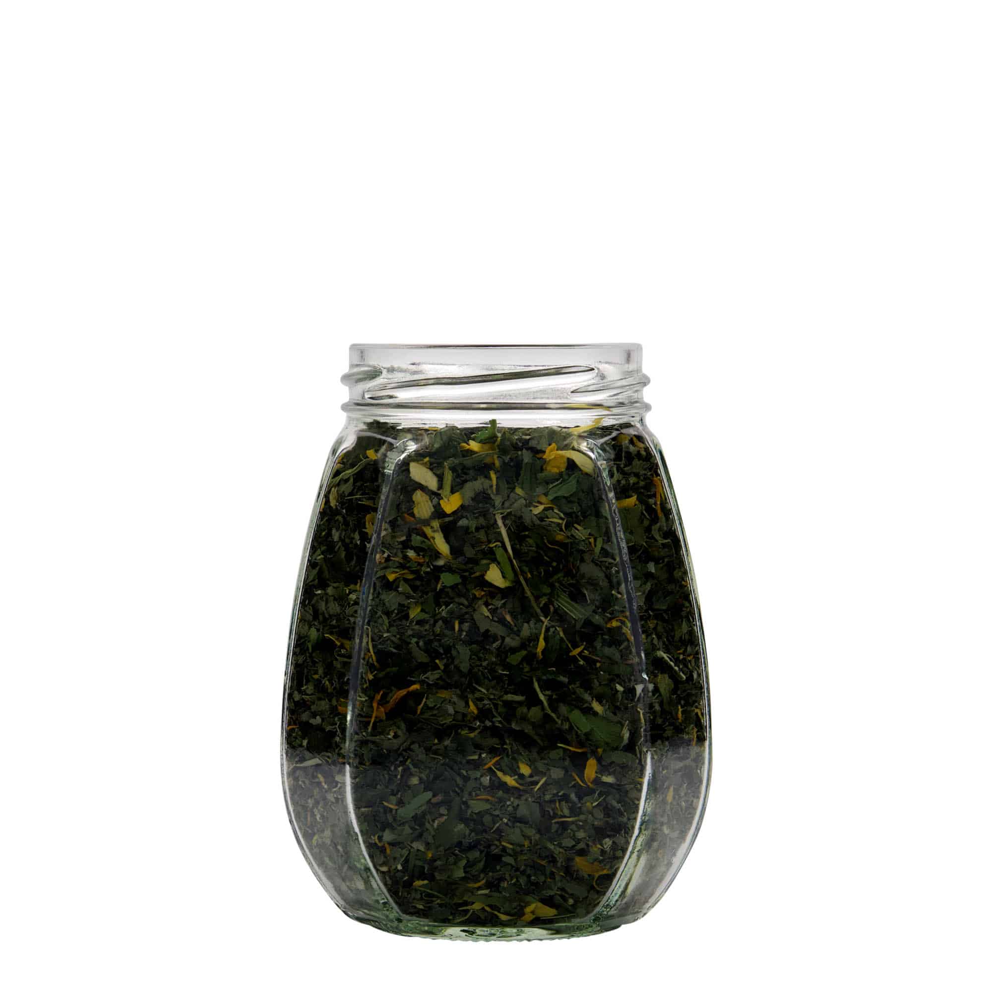 385 ml altıgen mücevher kavanozu, ağız: Twist-Off (TO 63)