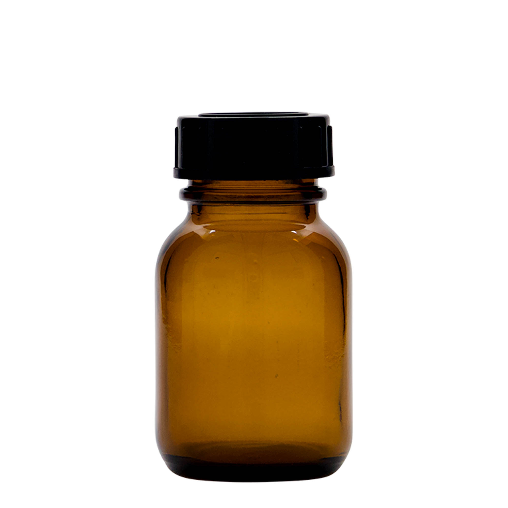 50 ml Geniş ağızlı cam şişe, kahverengi, ağız çapı: DIN 32