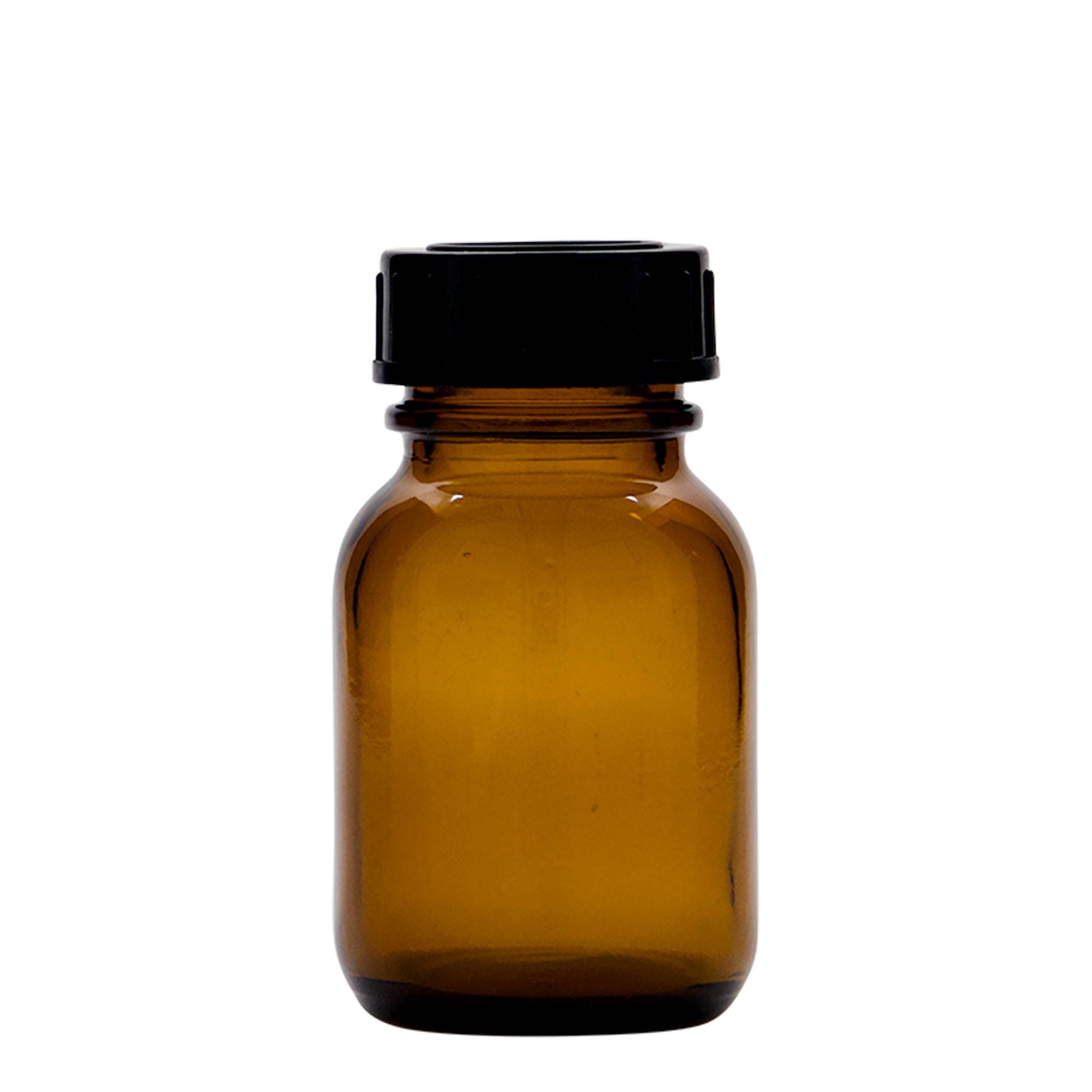 50 ml Geniş ağızlı cam şişe, kahverengi, ağız çapı: DIN 32