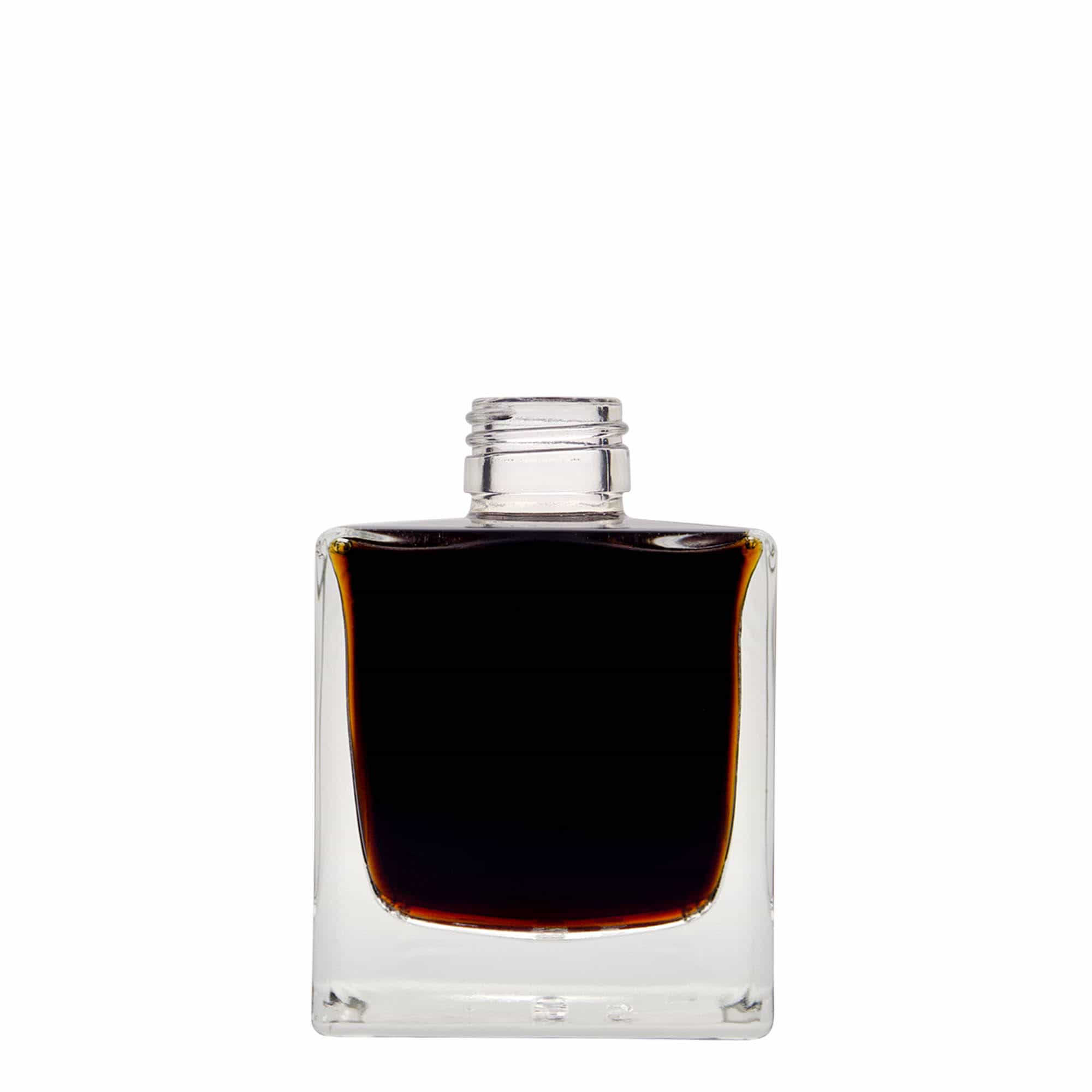 200 ml Cam şişe 'Cube', kare, ağız: PP 28