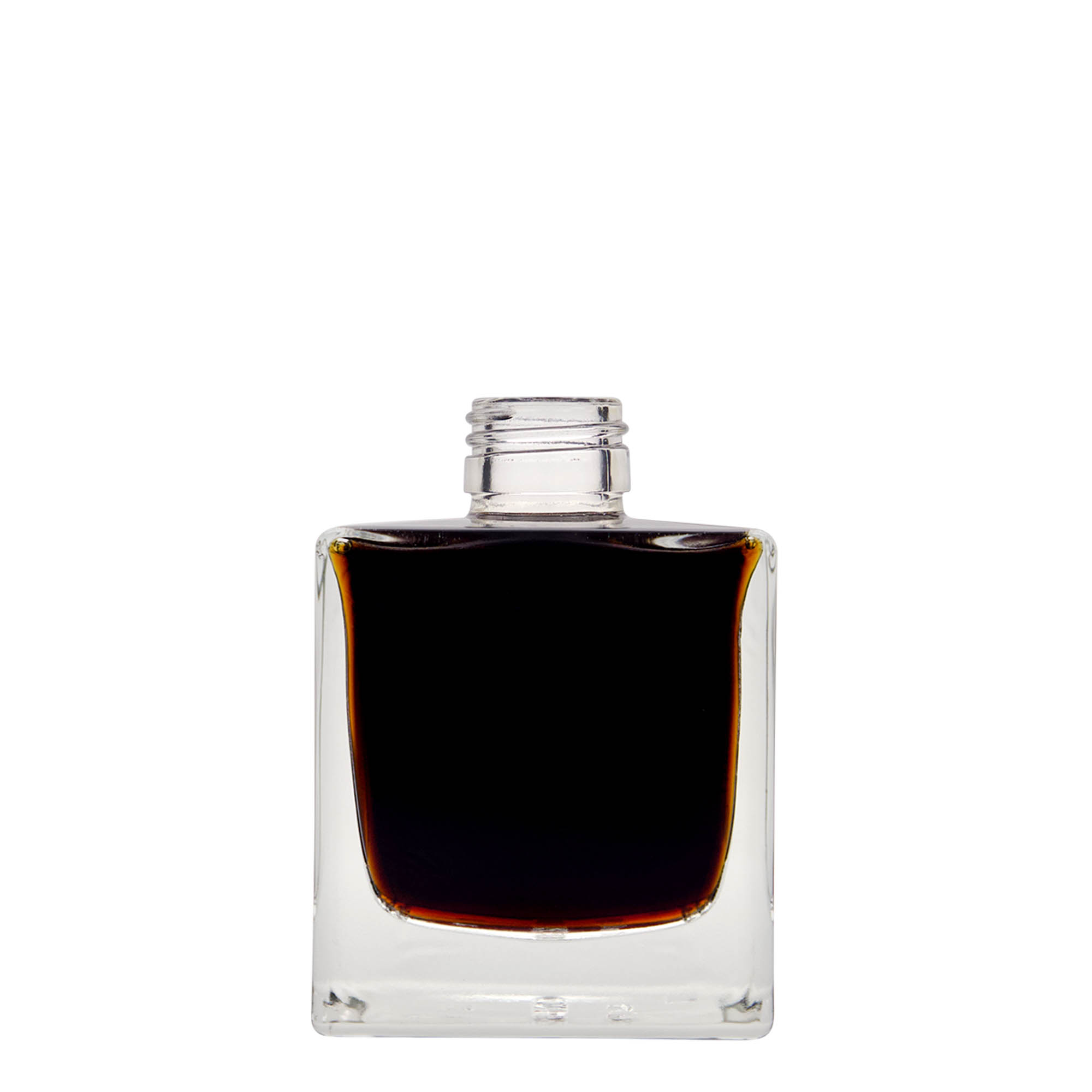 200 ml Cam şişe 'Cube', kare, ağız: PP 28