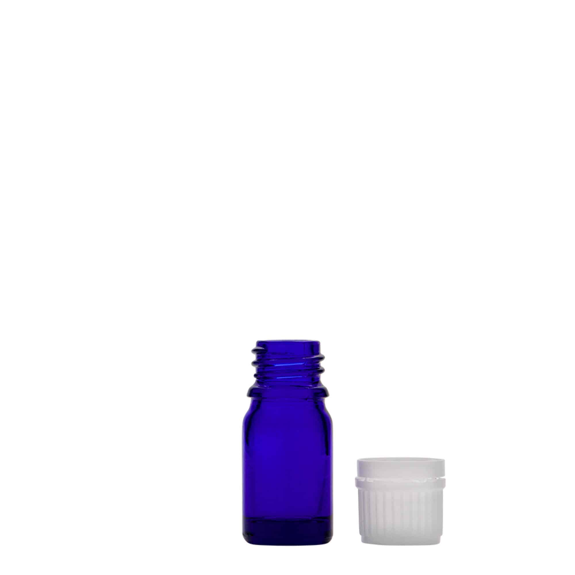 5 ml Tıbbi şişe, cam, kraliyet mavisi, ağız: DIN 18