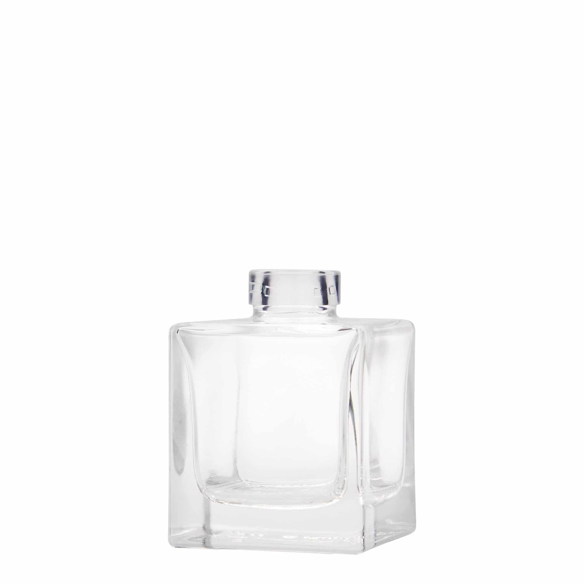 100 ml Cam şişe 'Cube', kare, ağız: mantar