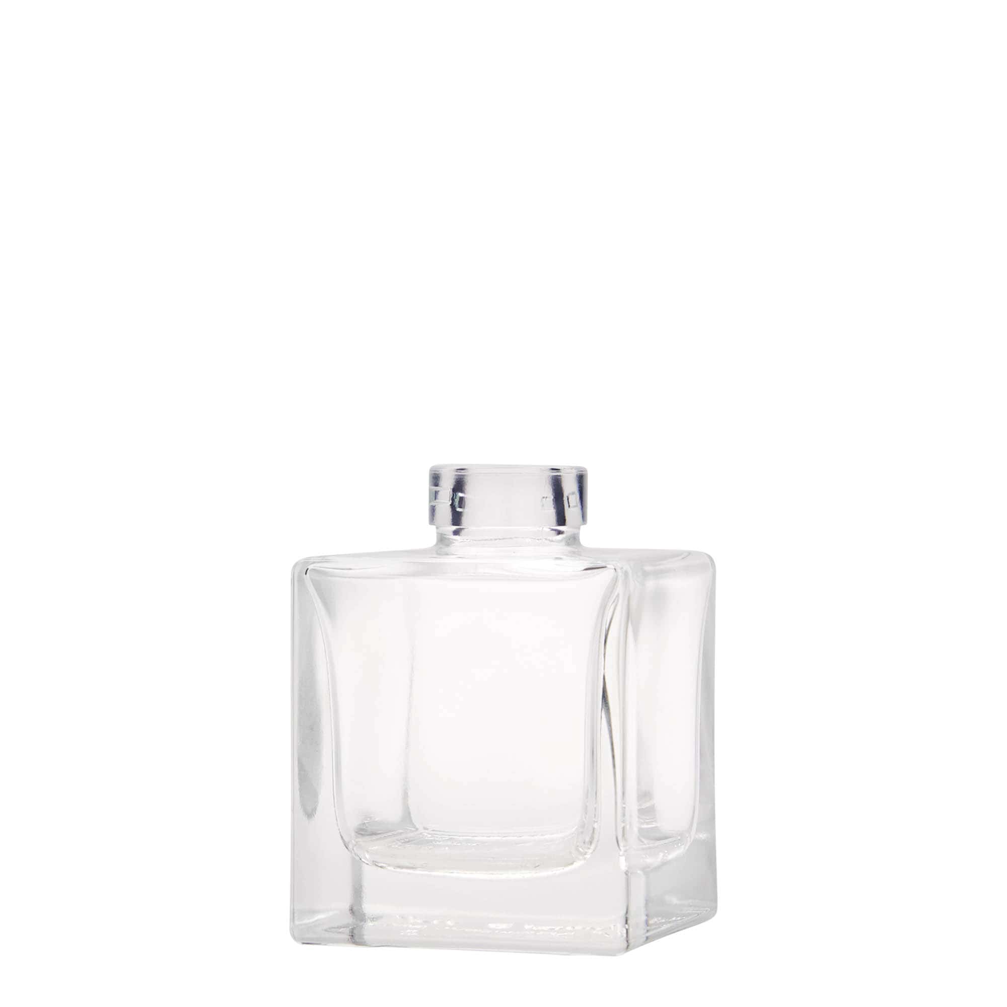 100 ml Cam şişe 'Cube', kare, ağız: mantar