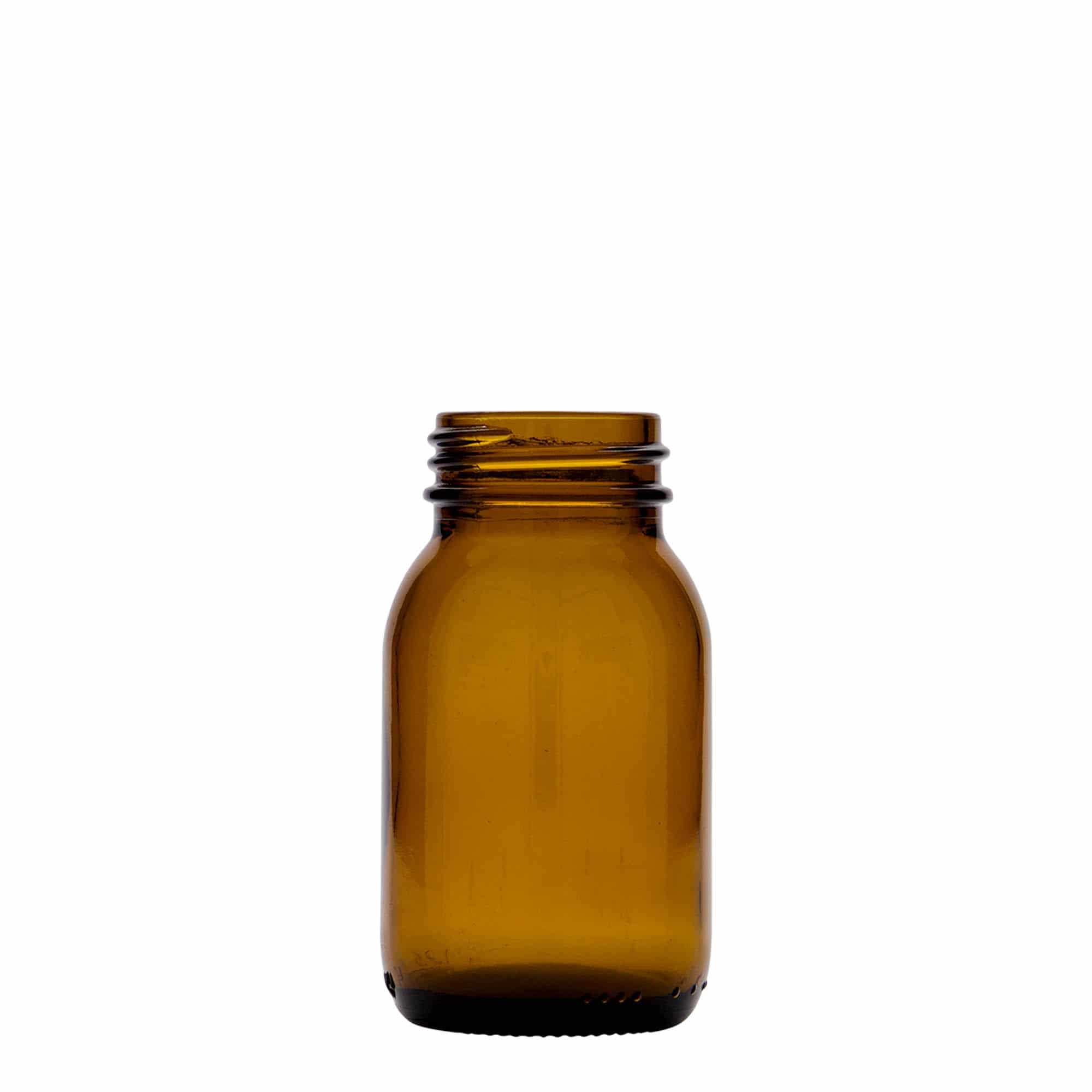 125 ml geniş ağızlı cam, kahverengi, ağız çapı: DIN 40 125 ml geniş ağızlı cam, kahverengi, ağız çapı: DIN 40