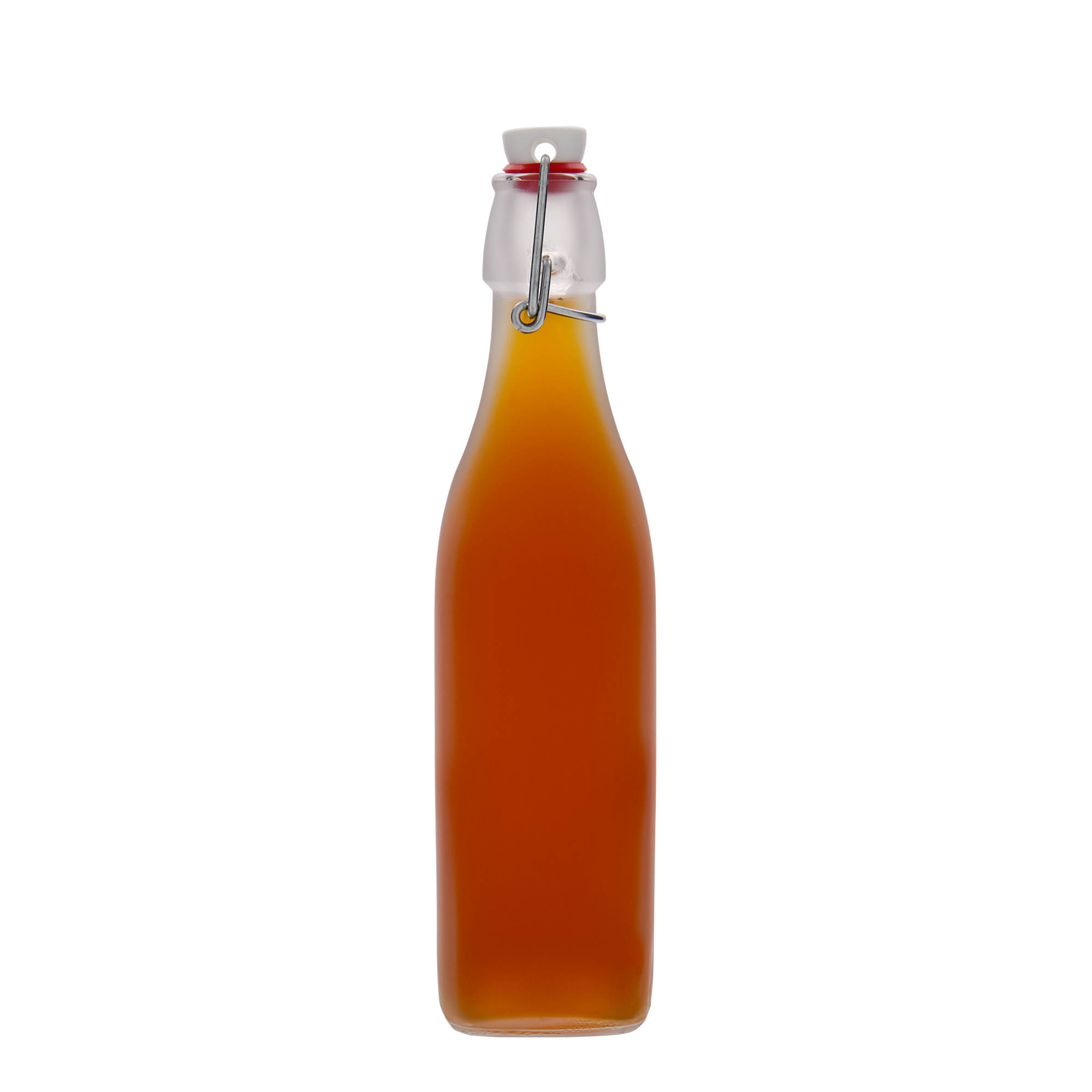 500 ml Cam Şişe 'Swing, kare, beyaz, Ağız: Mandallı kapak 500 ml Cam Şişe 'Swing, kare, beyaz, Ağız: Mandallı kapak
