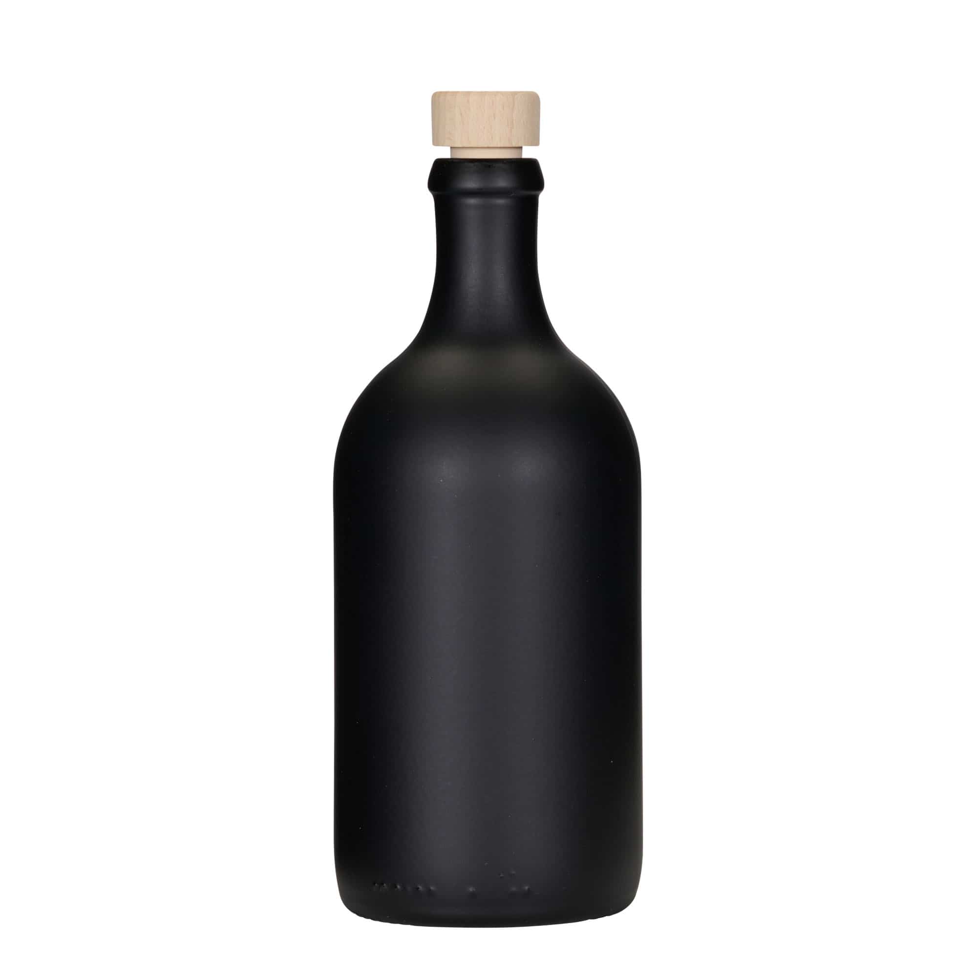 500 ml cam şişe 'Ginevra Leggera', siyah, ağız: mantar