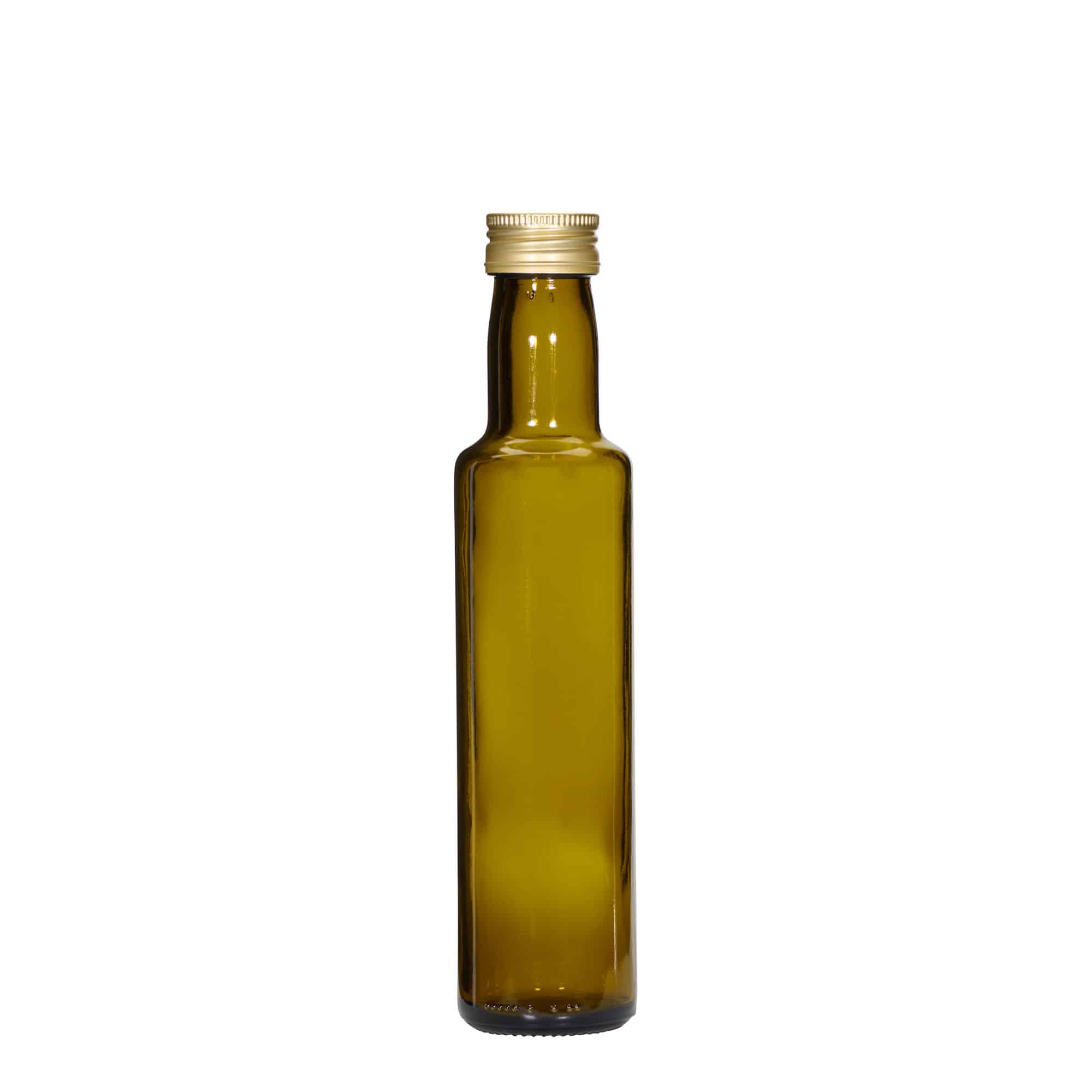 250 ml Cam şişe 'Dorica', antik yeşil, ağız: PP 31,5