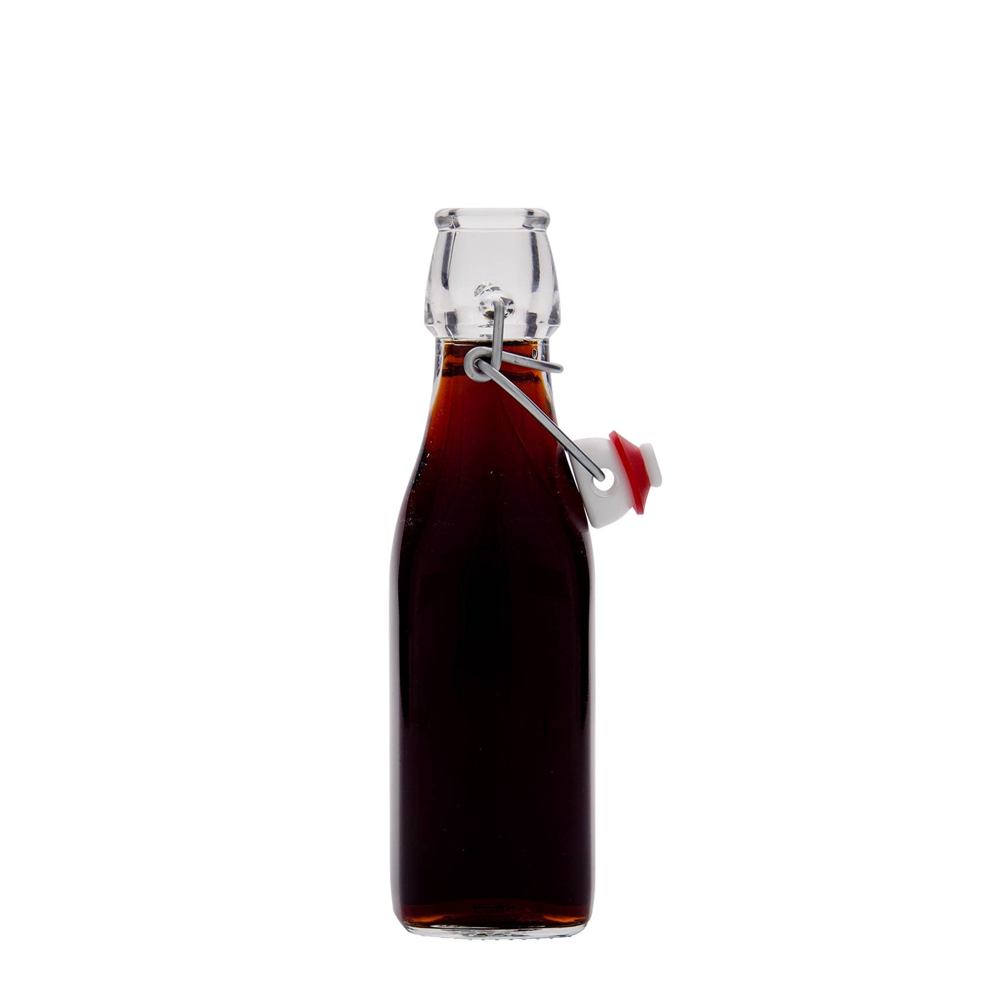 250 ml cam şişe 'Swing, kare, ağız: mandallı kapak'