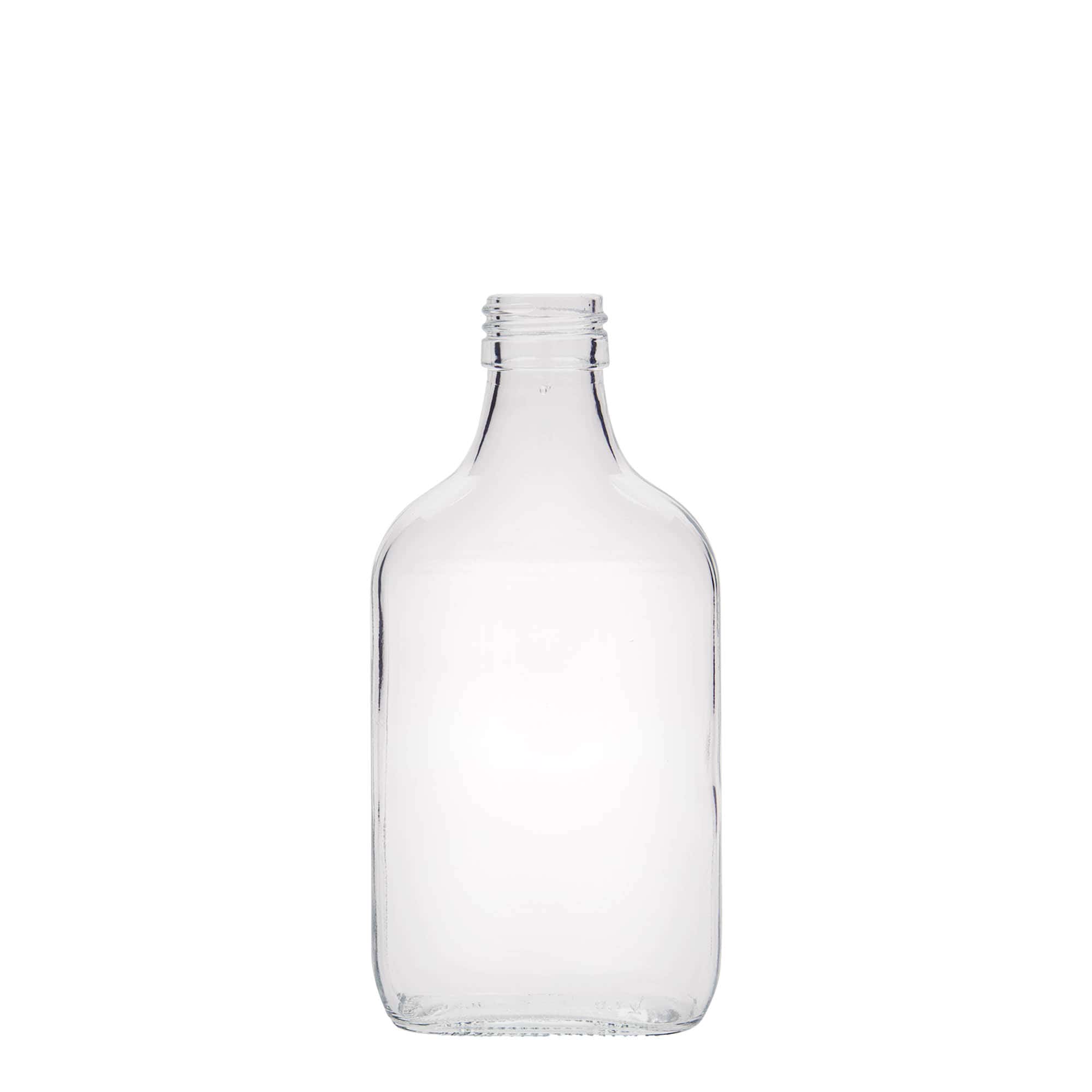 200 ml cep şişesi, dikdörtgen, cam, ağız: PP 28 200 ml cep şişesi, dikdörtgen, cam, ağız: PP 28